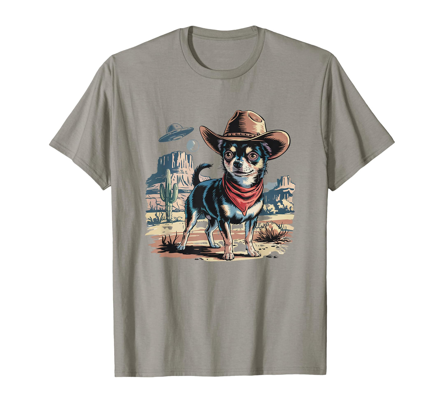 Chihuahua Dog Lover Ufo Western Cowboy T-Shirt - Minimalist Print Unisex - T-Shirt, Sweatshirt, Hoodie