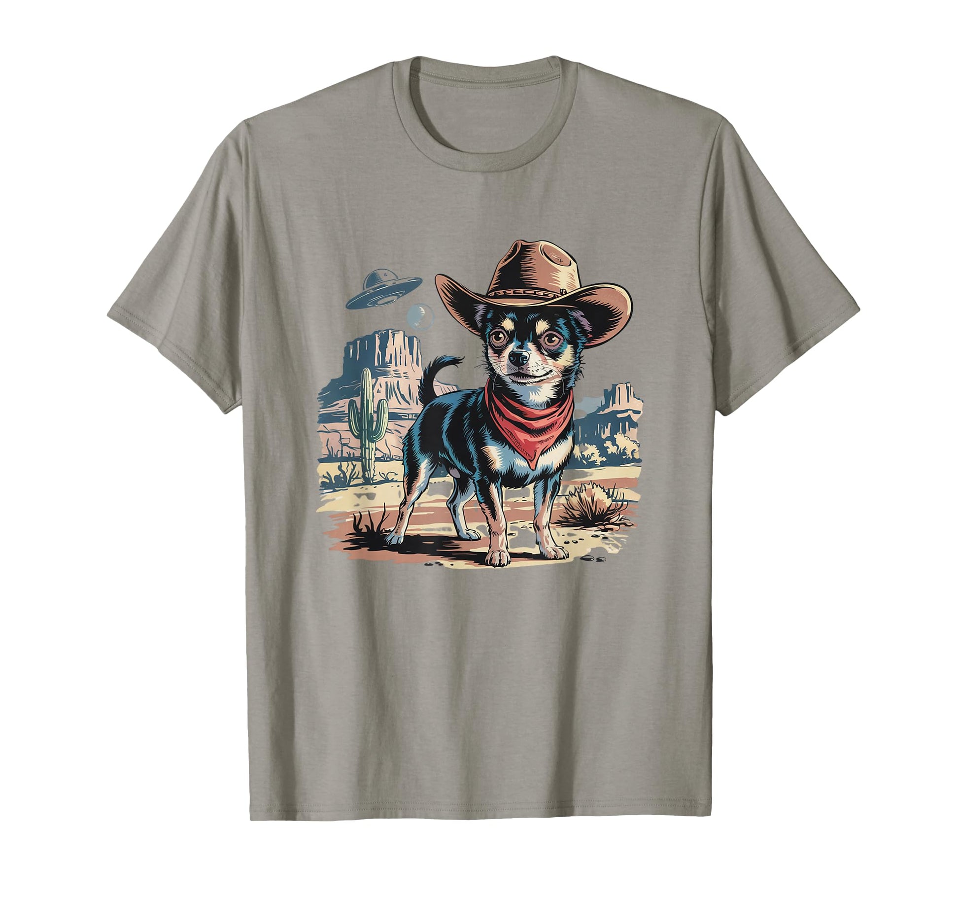 Chihuahua Dog Lover Ufo Western Cowboy T-Shirt - Minimalist Print Unisex - T-Shirt, Sweatshirt, Hoodie