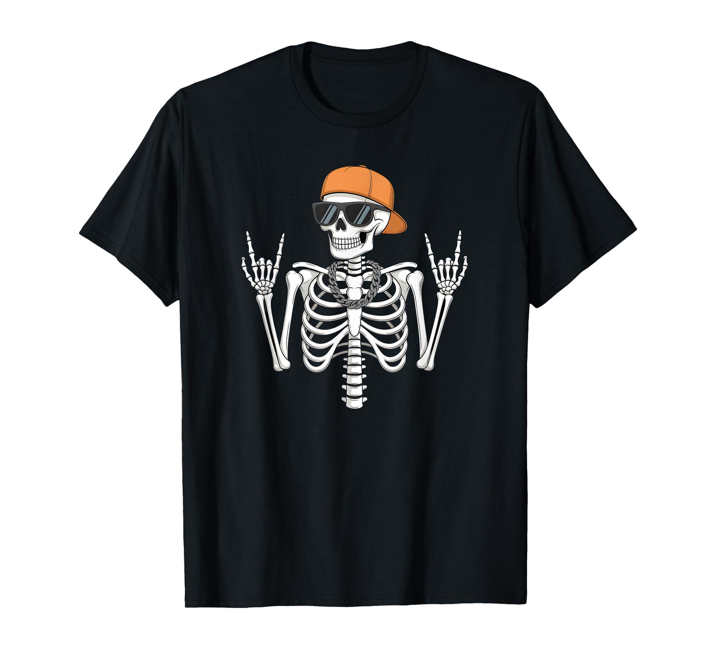 Halloween Rocker Skeleton Cap Punk Rock T-Shirt - Unique Graphic for Adults - T-Shirt, Sweatshirt, Hoodie