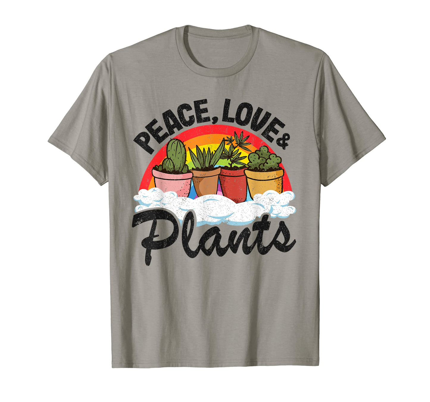 Peace Love Plants Rainbow Succulents T-Shirt - Minimalist Print for Adults - T-Shirt, Sweatshirt, Hoodie