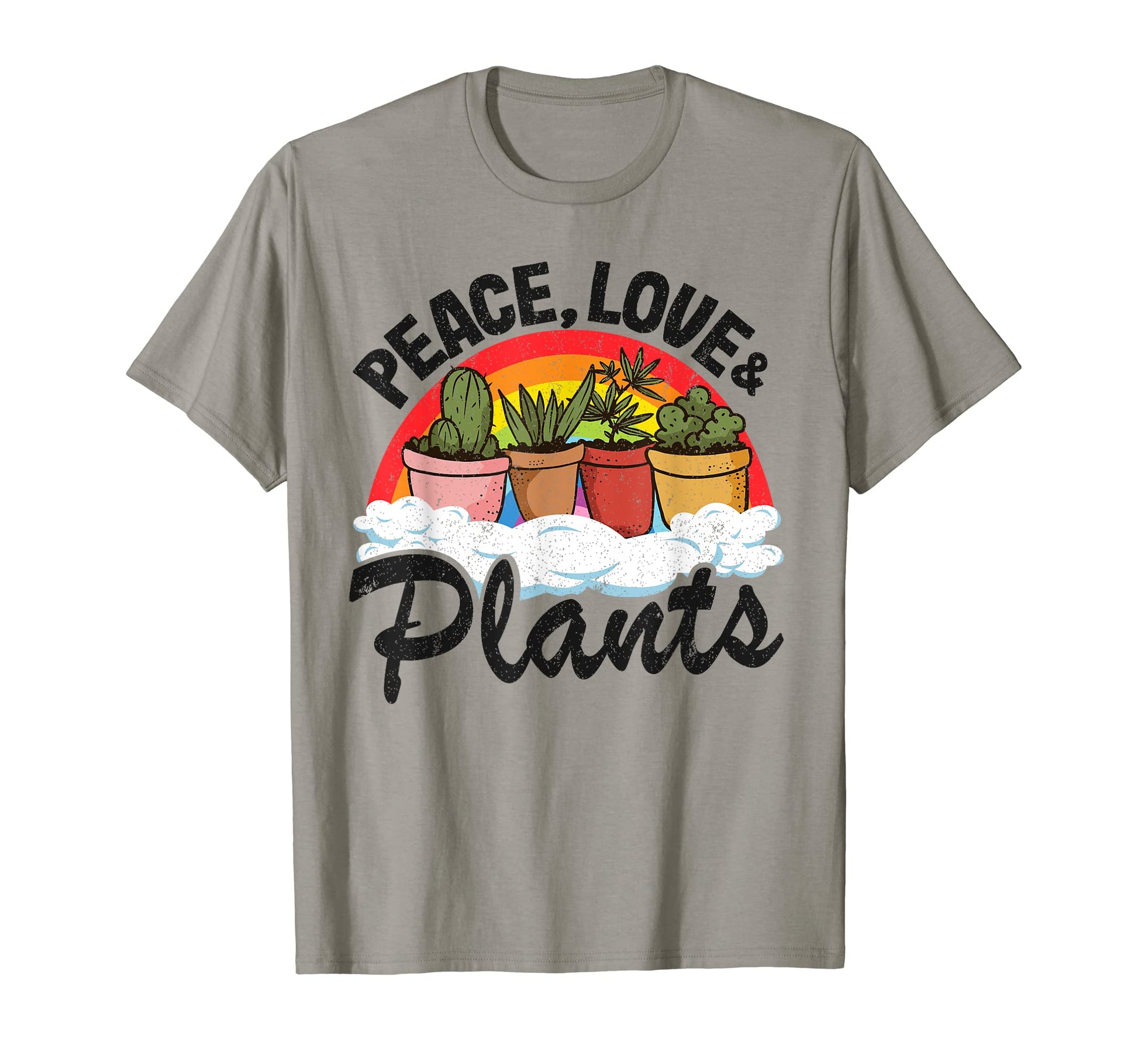 Peace Love Plants Rainbow Succulents T-Shirt - Minimalist Print for Adults - T-Shirt, Sweatshirt, Hoodie