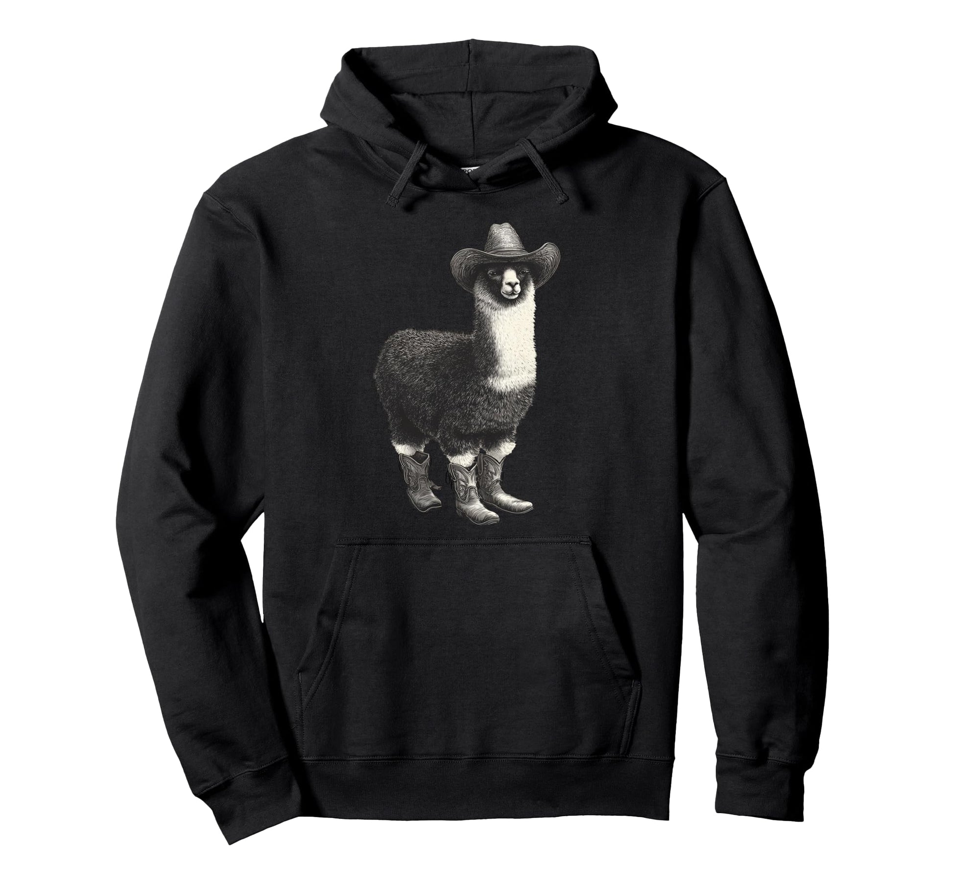 Country Cowboy Llama Alpaca Rodeo Hoodie - Aesthetic Graphic for Adults - T-Shirt, Sweatshirt, Hoodie