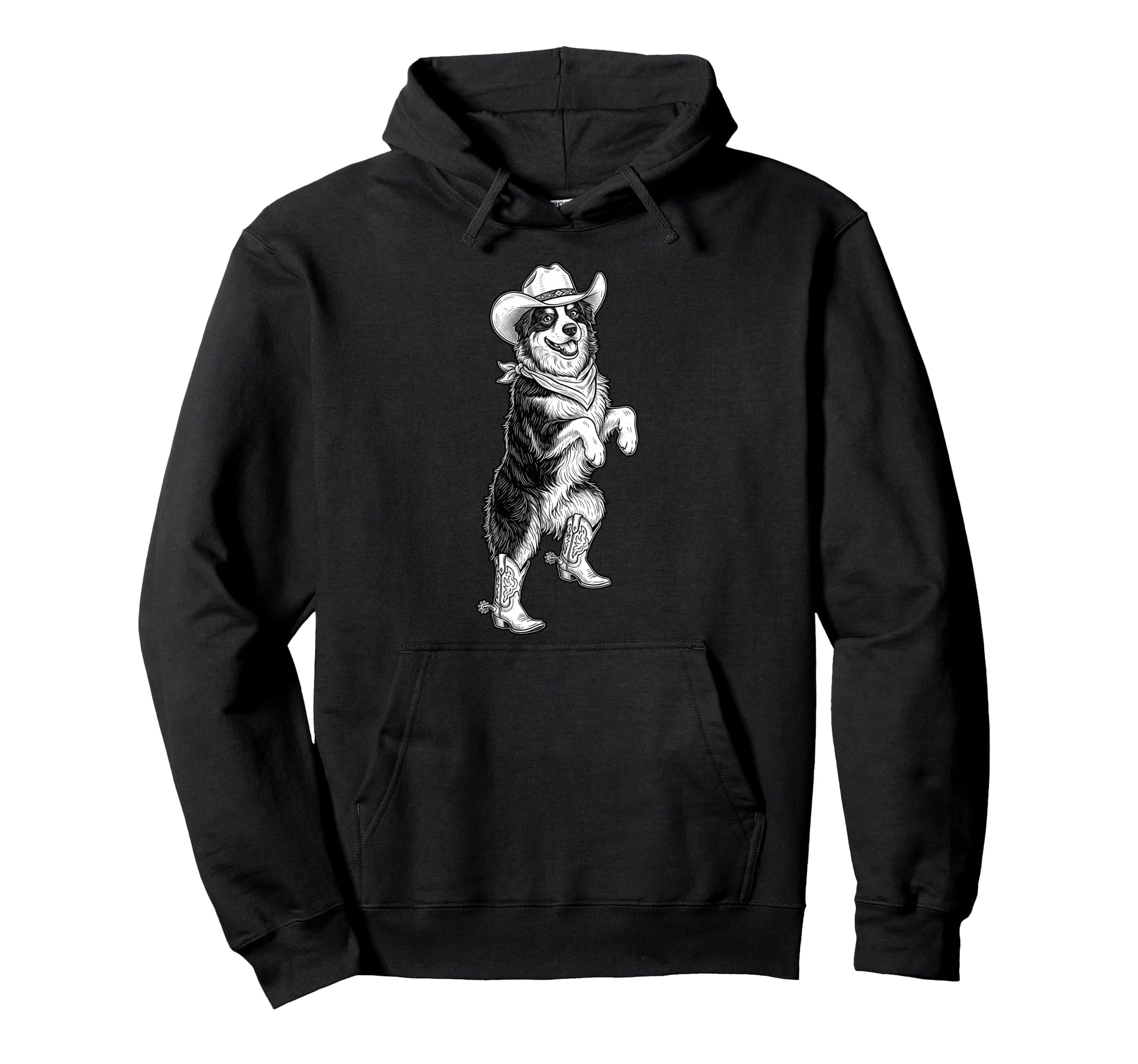 Howdy Australian Shepherd Cowboy Western Hoodie - Custom Art Print Unisex - T-Shirt, Sweatshirt, Hoodie