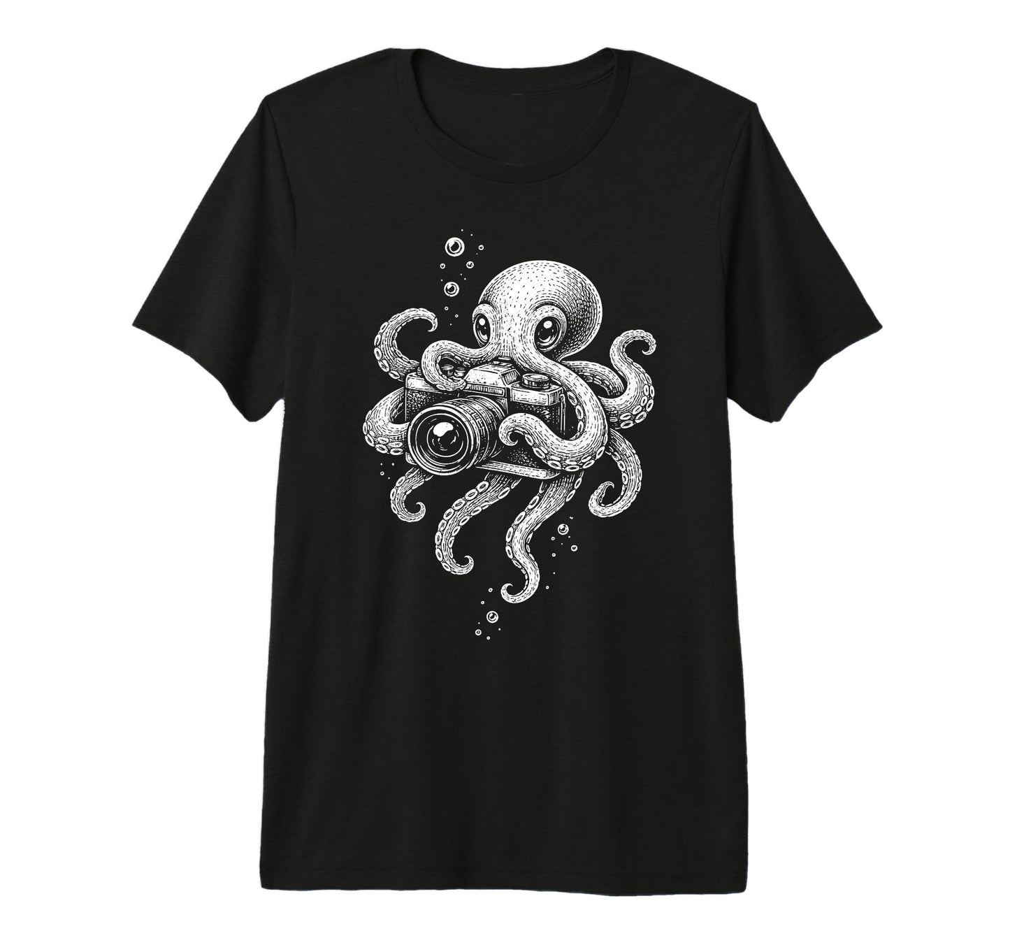 Camera Octopus Photographer Art T-Shirt - Trendy Graphic Unisex - T-Shirt, Sweatshirt, Hoodie