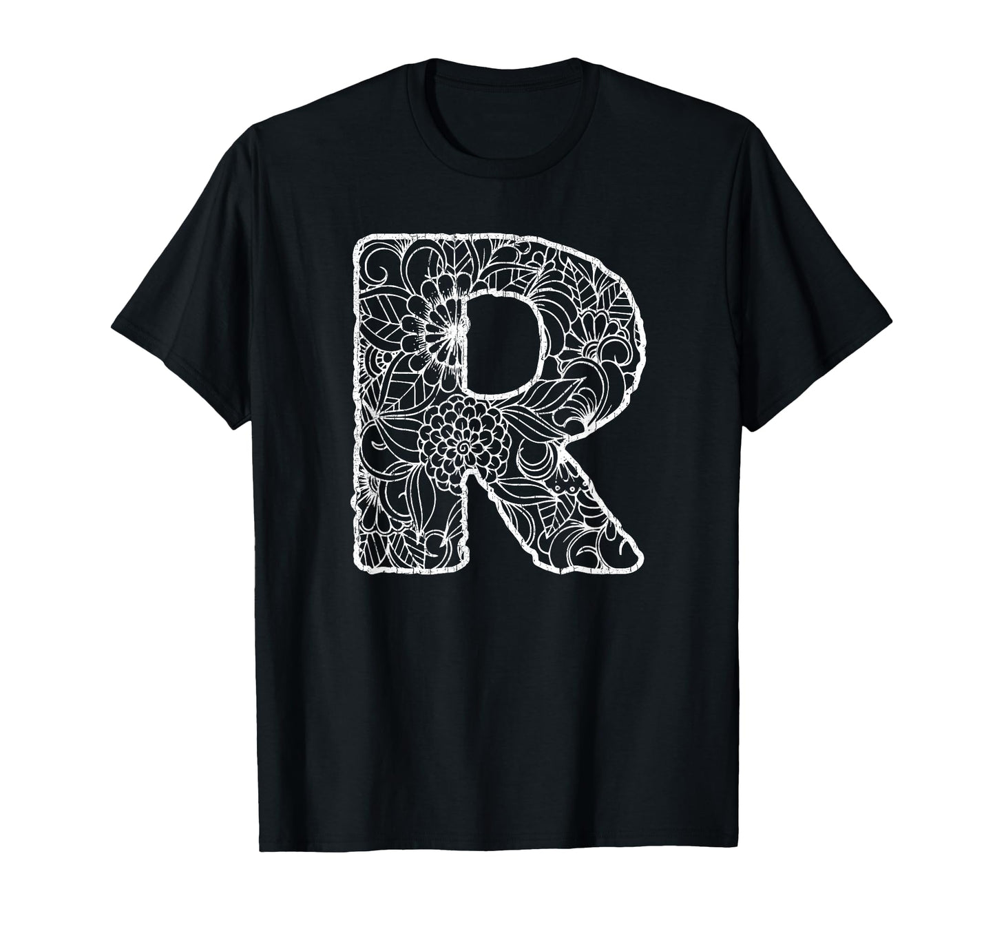 Capital Letter R Floral Chic Boho Abstract T-Shirt - Unique Graphic Unisex - T-Shirt, Sweatshirt, Hoodie