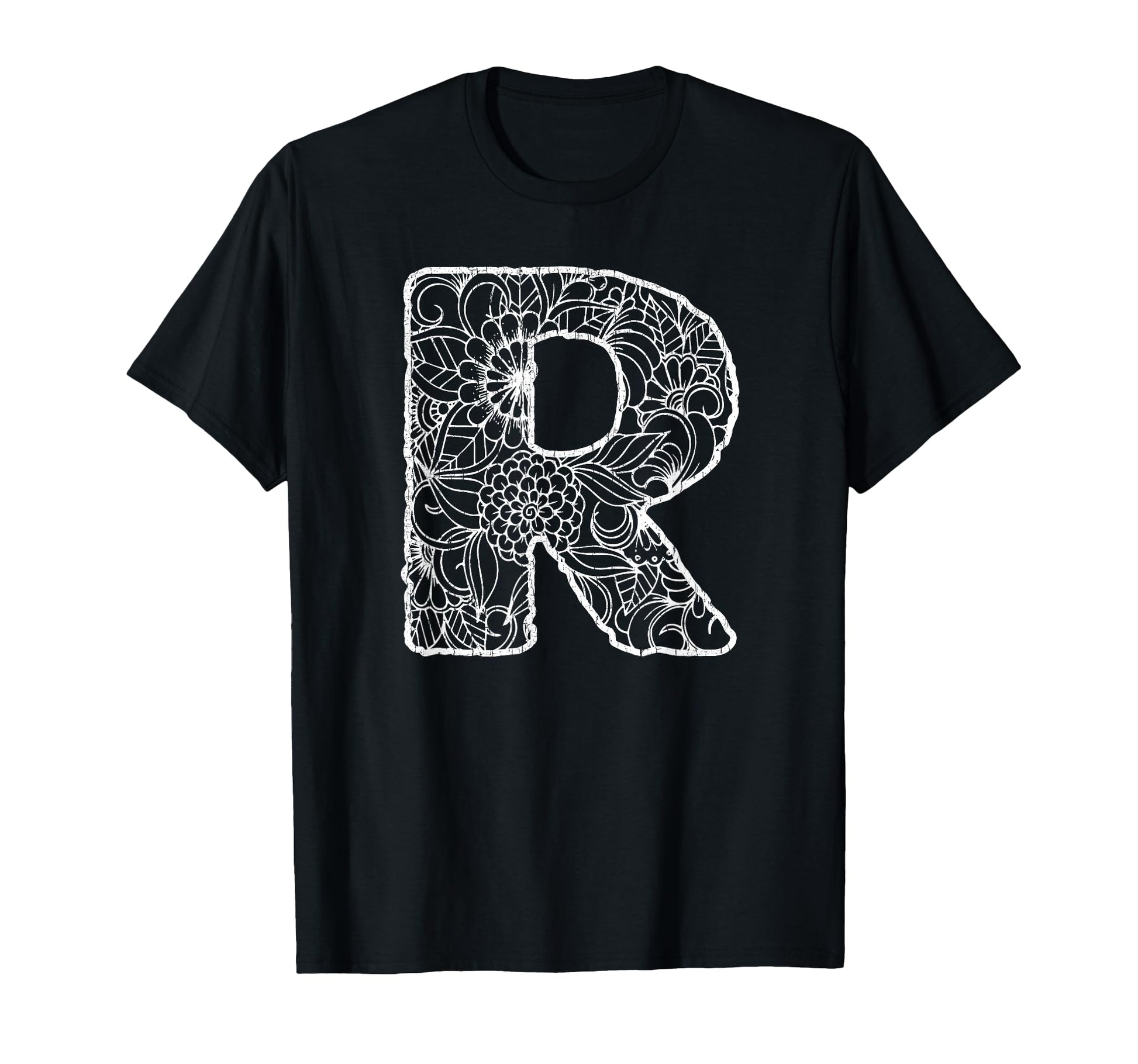 Capital Letter R Floral Chic Boho Abstract T-Shirt - Unique Graphic Unisex - T-Shirt, Sweatshirt, Hoodie