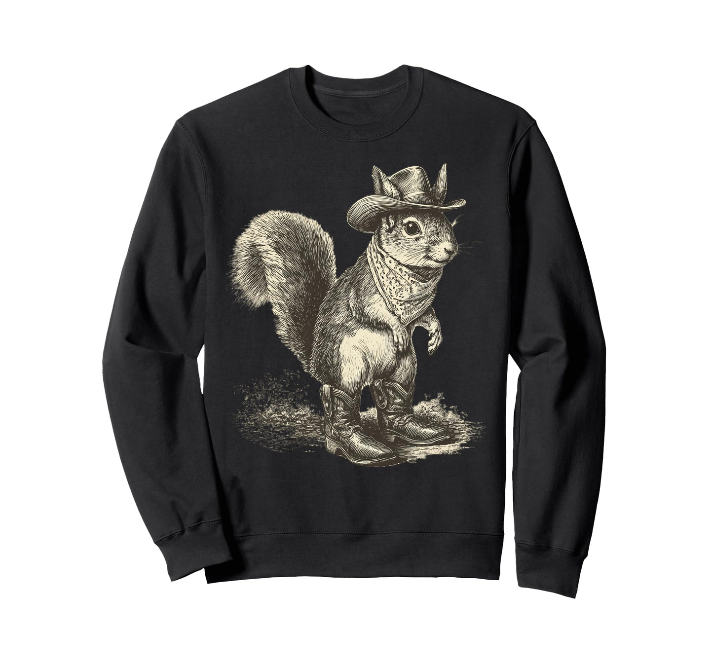 Squirrel Cowboy Rodeo Cowgirl Sweatshirt - Minimalist Print for Adults - T-Shirt, Sweatshirt, Hoodie