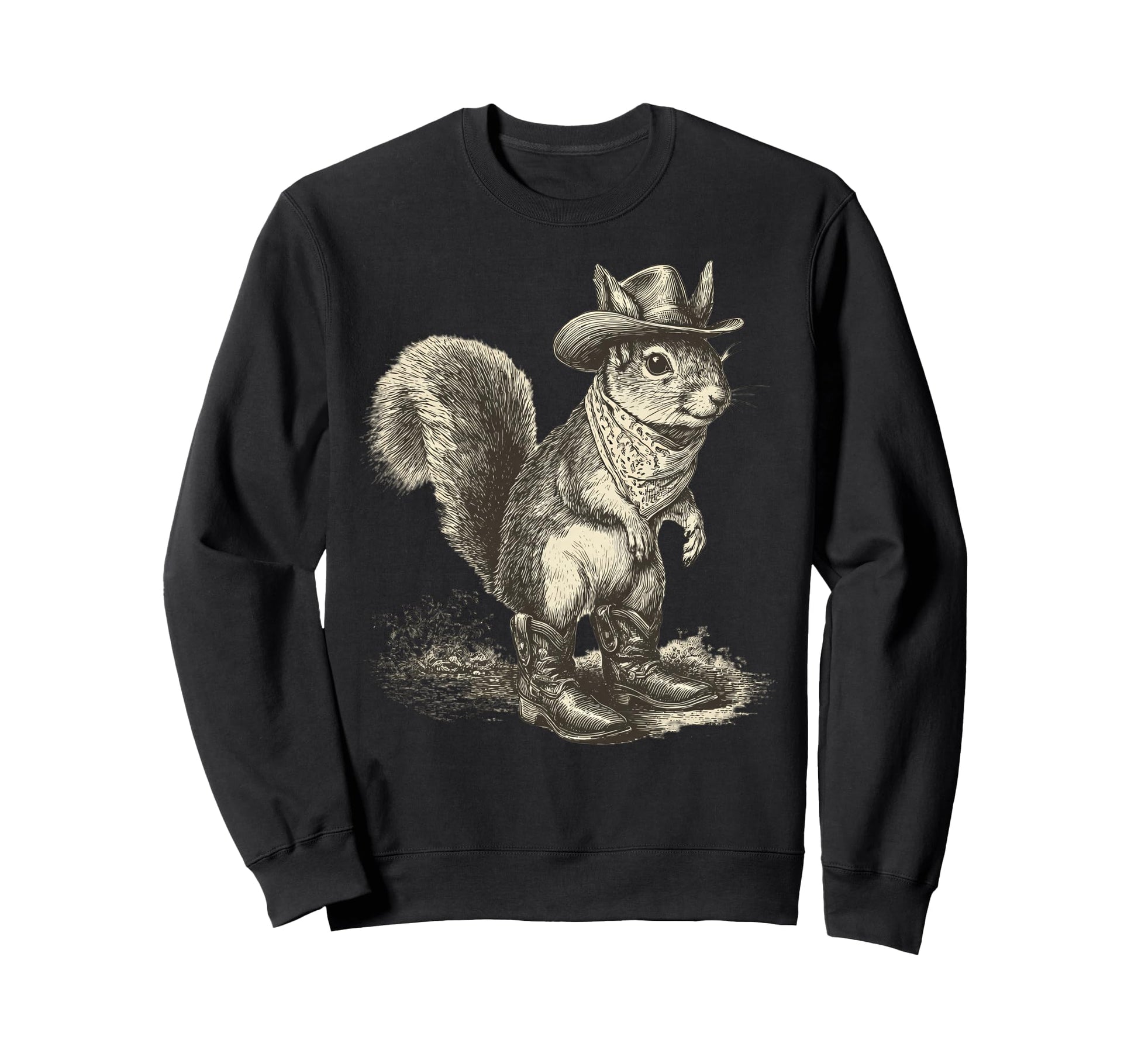 Squirrel Cowboy Rodeo Cowgirl Sweatshirt - Minimalist Print for Adults - T-Shirt, Sweatshirt, Hoodie