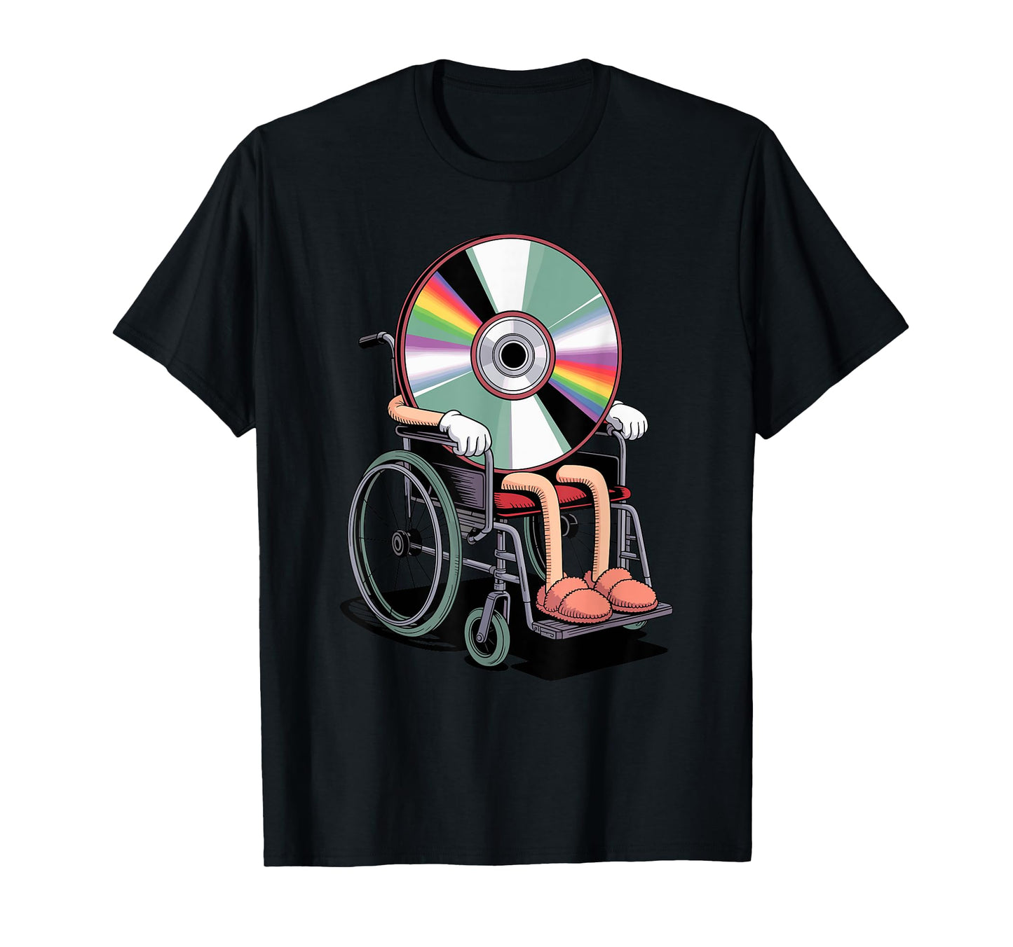 Wheelchair Compact Disc Old School T-Shirt - Custom Art Print Men Women - T-Shirt, Sweatshirt, Hoodie