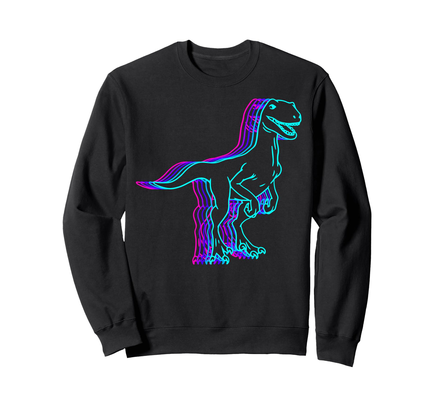 Velociraptor Dinosaur Vaporwave Sweatshirt - Fun Novelty Design for Adults - T-Shirt, Sweatshirt, Hoodie