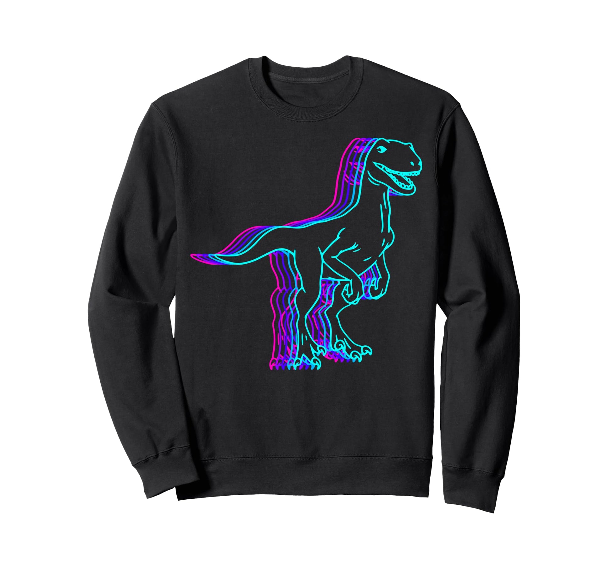 Velociraptor Dinosaur Vaporwave Sweatshirt - Fun Novelty Design for Adults - T-Shirt, Sweatshirt, Hoodie