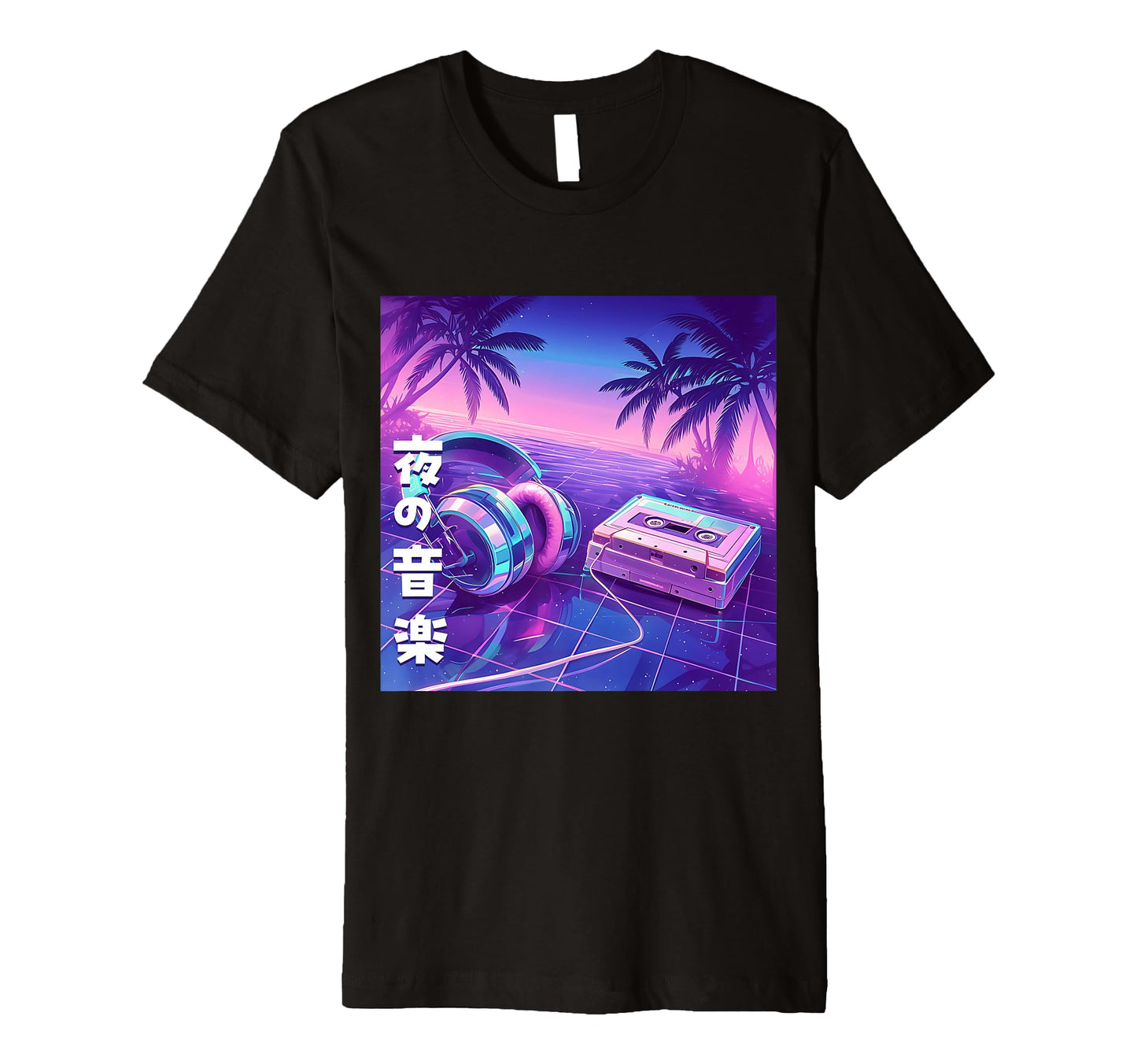 Night Music Headphone Casette Tape T-Shirt - Minimalist Print Men Women - T-Shirt, Sweatshirt, Hoodie