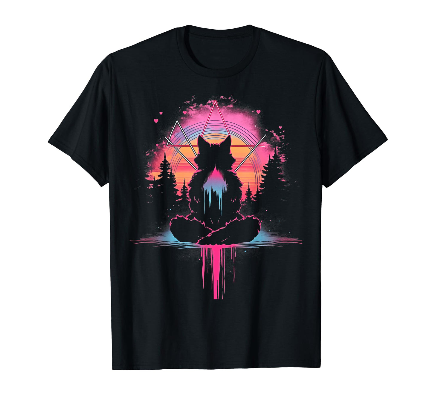 Synthwave Cat Samurai Mediation T-Shirt - Casual Everyday Wear for Adults - T-Shirt, Sweatshirt, Hoodie