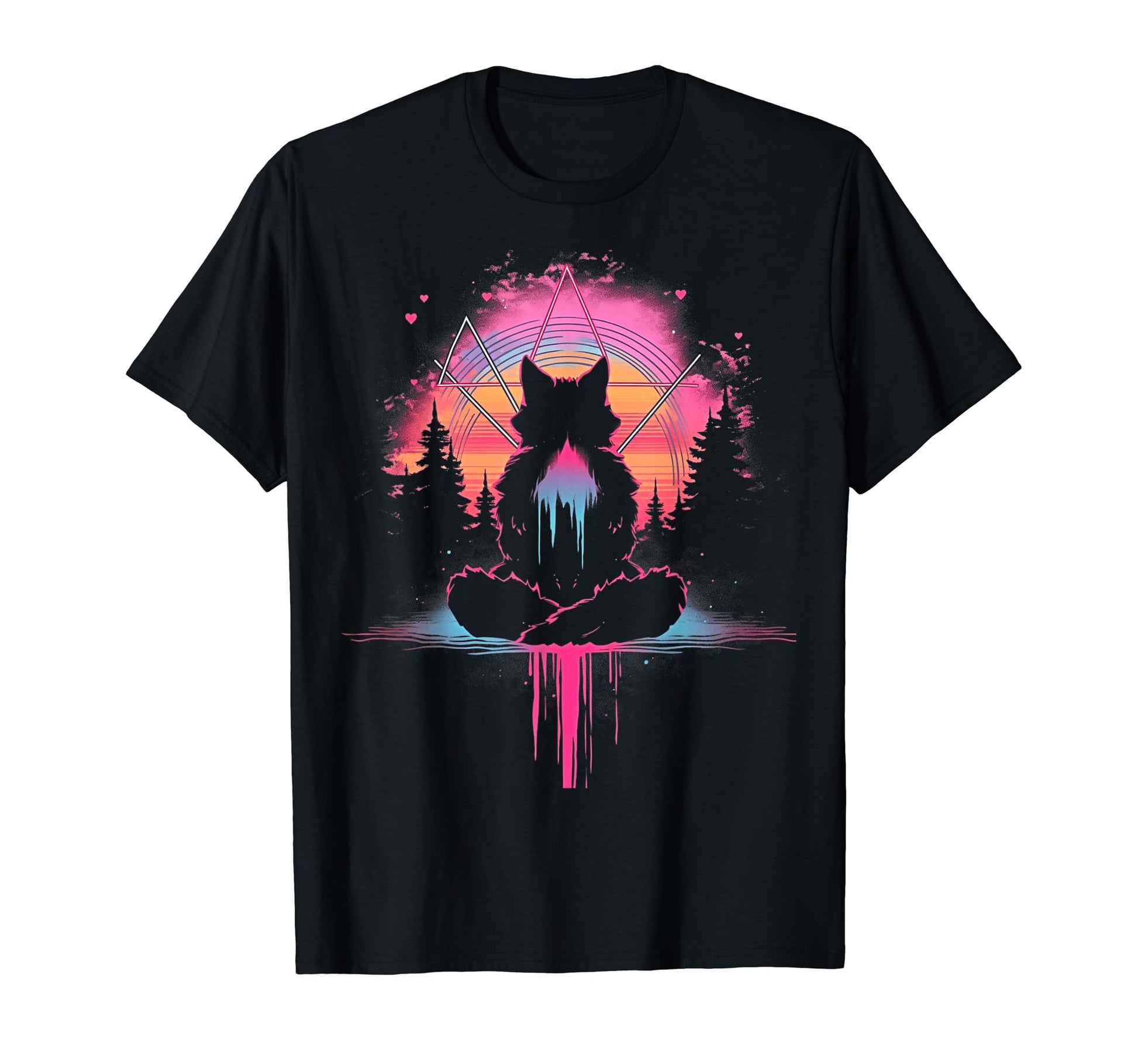 Synthwave Cat Samurai Mediation T-Shirt - Casual Everyday Wear for Adults - T-Shirt, Sweatshirt, Hoodie