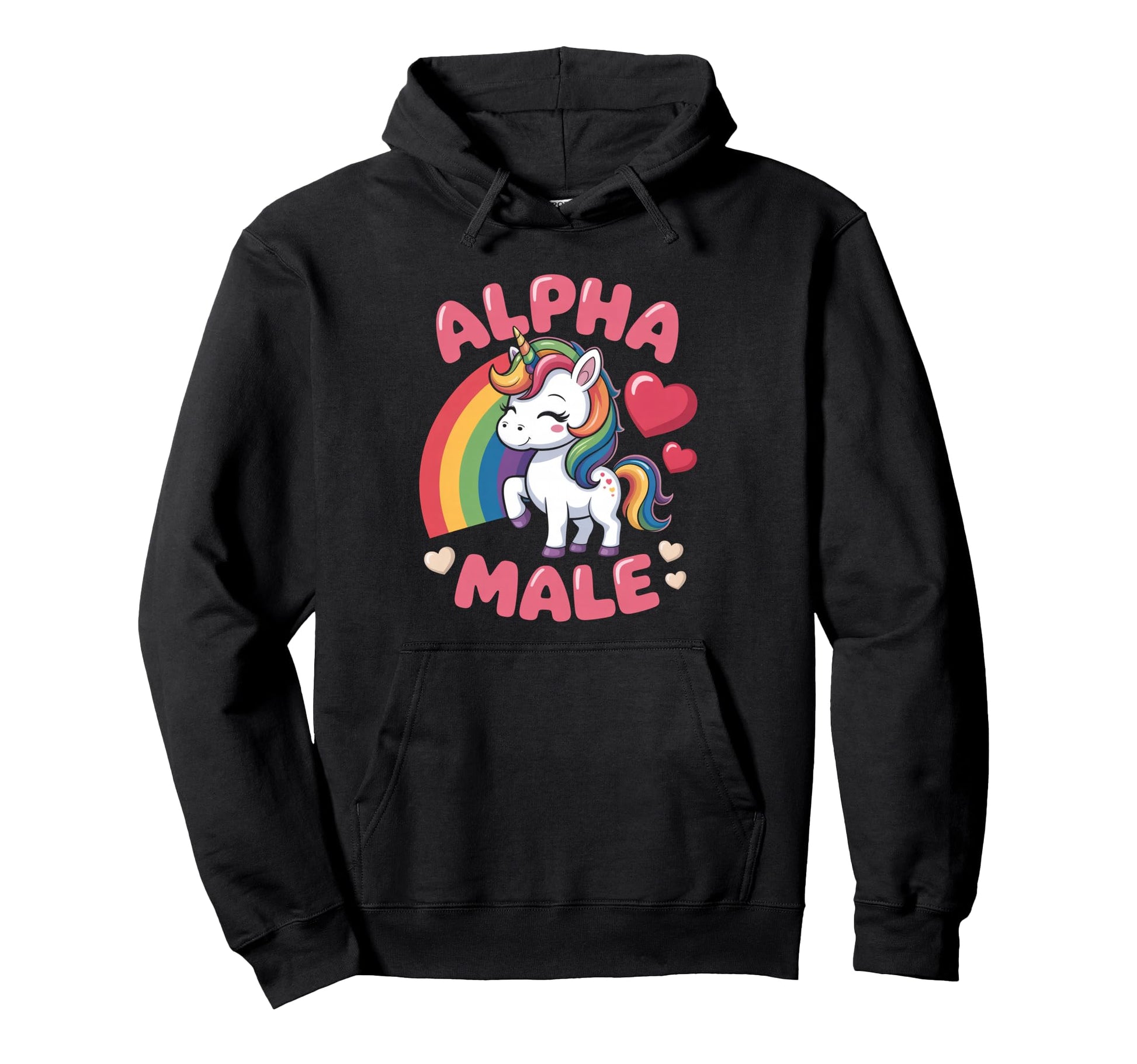 Alpha Male Rainbow Unicorn Funny Hoodie - Fun Novelty Design Unisex - T-Shirt, Sweatshirt, Hoodie
