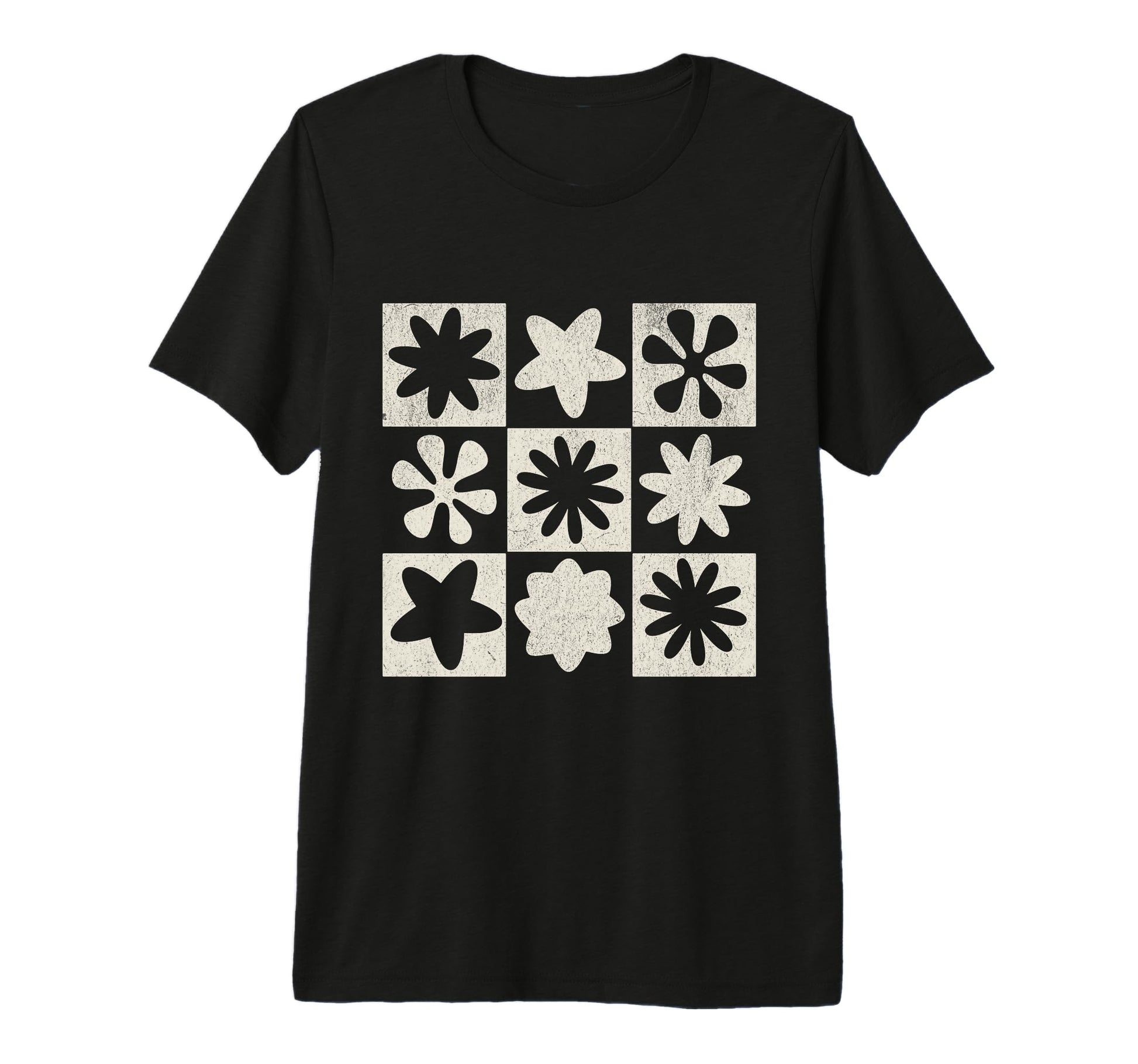Boho Neutral Flowers Grid Tri Blend T-Shirt - Novelty Apparel Men Women - T-Shirt, Sweatshirt, Hoodie