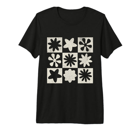 Boho Neutral Flowers Grid Tri Blend T-Shirt - Novelty Apparel Men Women - T-Shirt, Sweatshirt, Hoodie