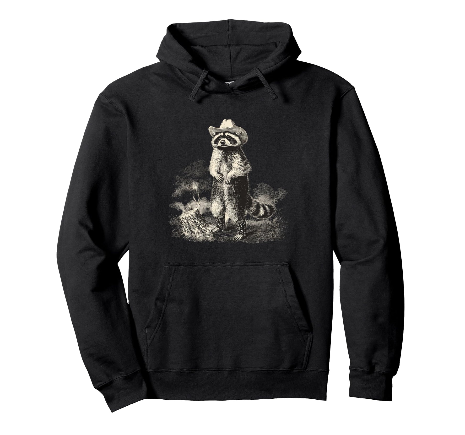 Raccoon Cowboy Trash Panda Cowgirl Hoodie - Graphic Print for Adults - T-Shirt, Sweatshirt, Hoodie