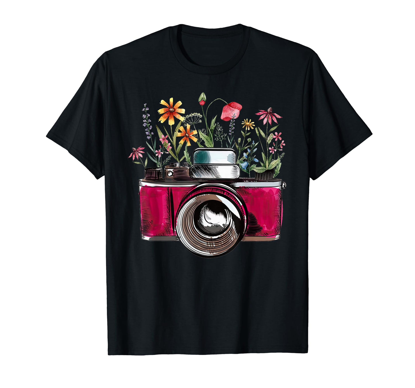 Floral Camera Photograph Lover T-Shirt - Novelty Apparel for Adults - T-Shirt, Sweatshirt, Hoodie