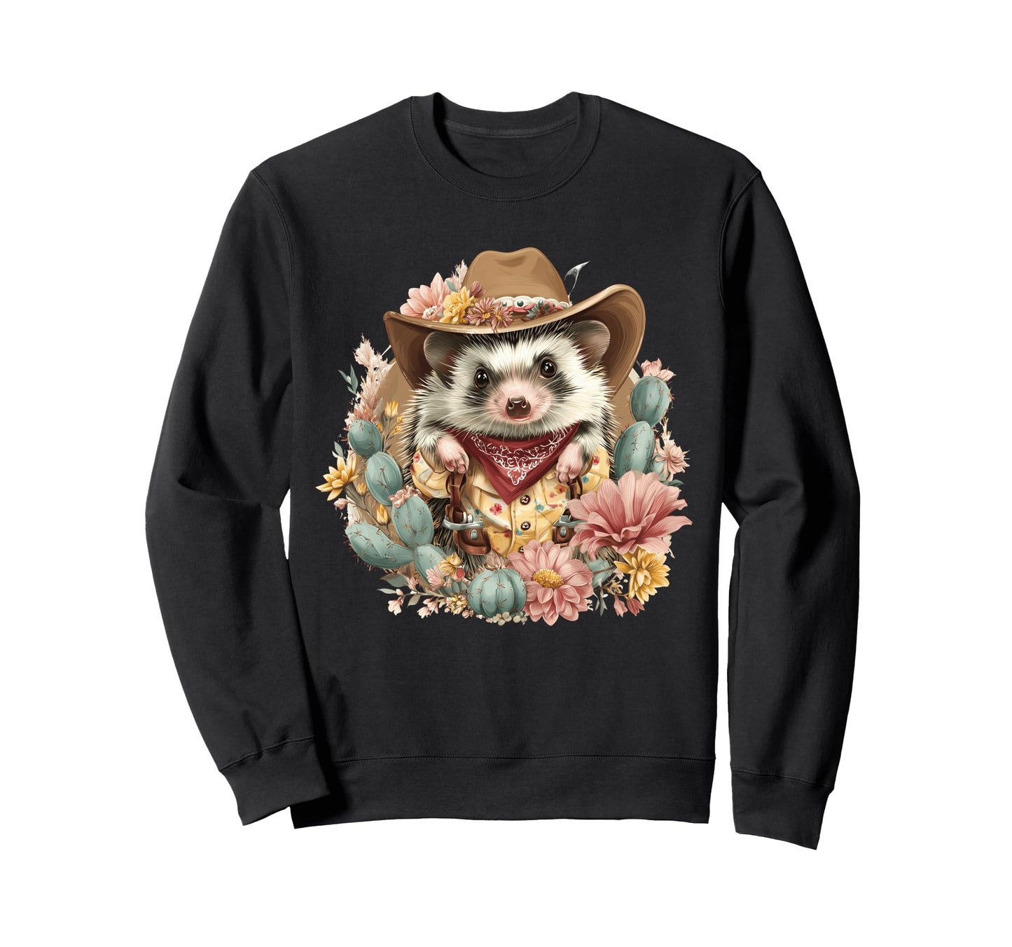 Hedgehog Cowboy Rodeo Cowgirl Sweatshirt - Unique Graphic Men Women - T-Shirt, Sweatshirt, Hoodie