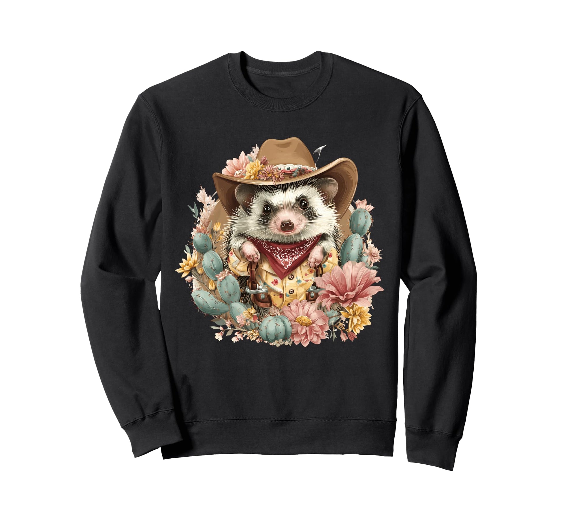 Hedgehog Cowboy Rodeo Cowgirl Sweatshirt - Unique Graphic Men Women - T-Shirt, Sweatshirt, Hoodie