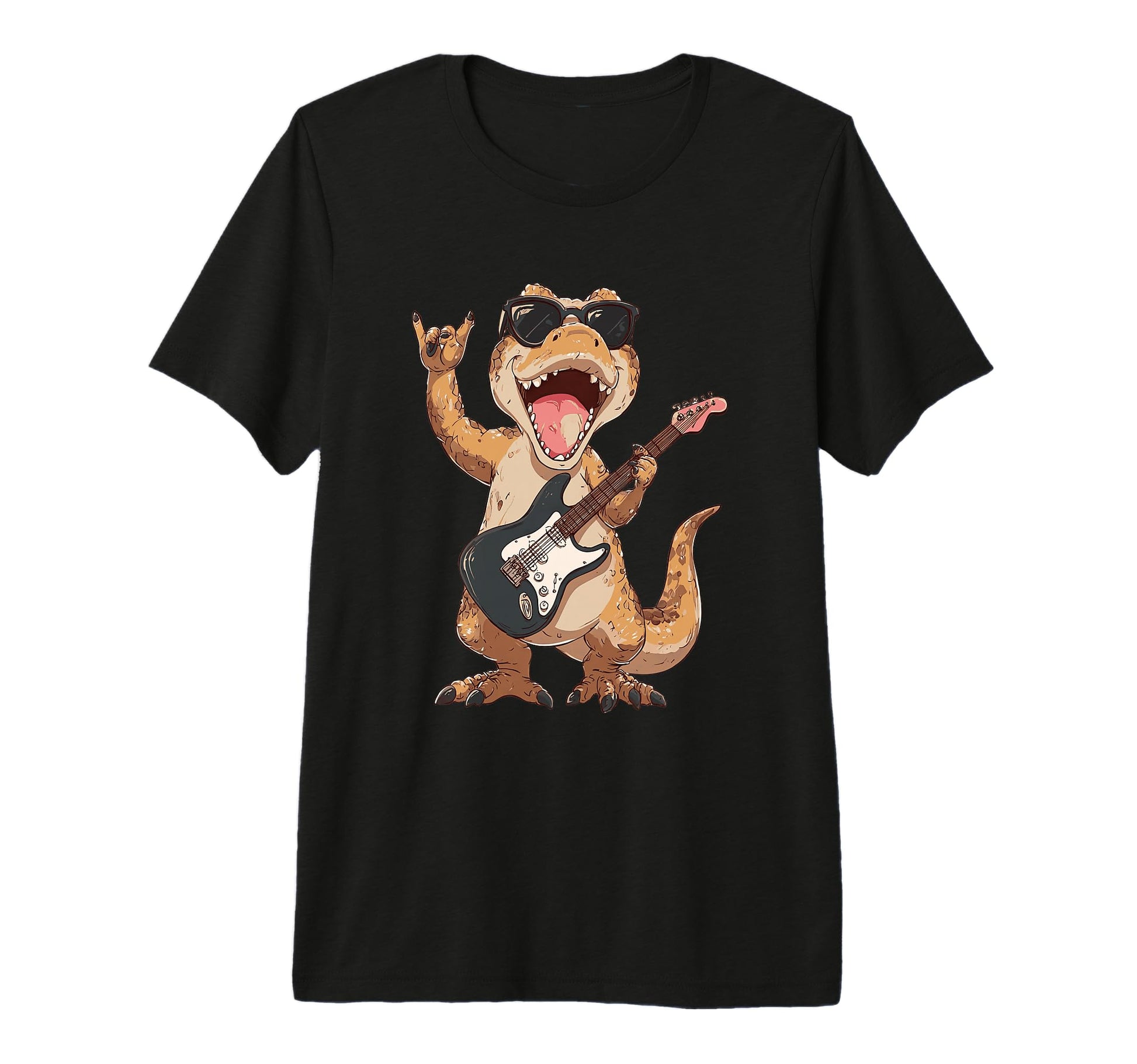 Funny Rock Dinosaur Guitar Playing T Rex T-Shirt - Graphic Print Unisex - T-Shirt, Sweatshirt, Hoodie