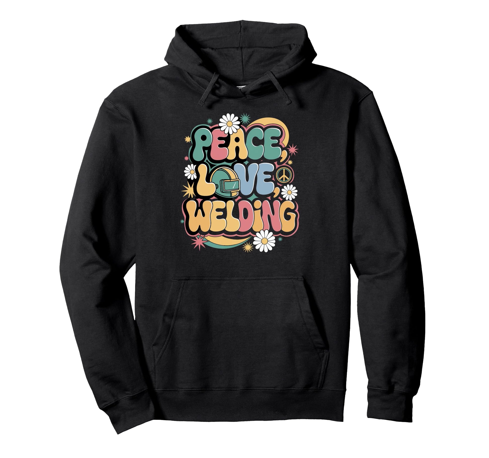 Welder 60S 70S Hippie Peace Love Hoodie - Fun Novelty Design Men Women - T-Shirt, Sweatshirt, Hoodie