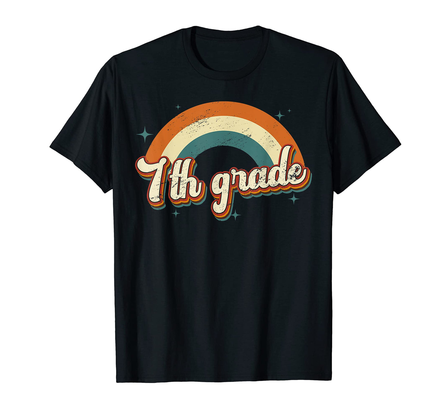 Seventh Grade Teacher Student Rainbow T-Shirt - Trendy Graphic for Adults - T-Shirt, Sweatshirt, Hoodie