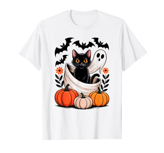 Boho Halloween Cat Ghost Spooky Mama T-Shirt - Streetwear Style Men Women - T-Shirt, Sweatshirt, Hoodie