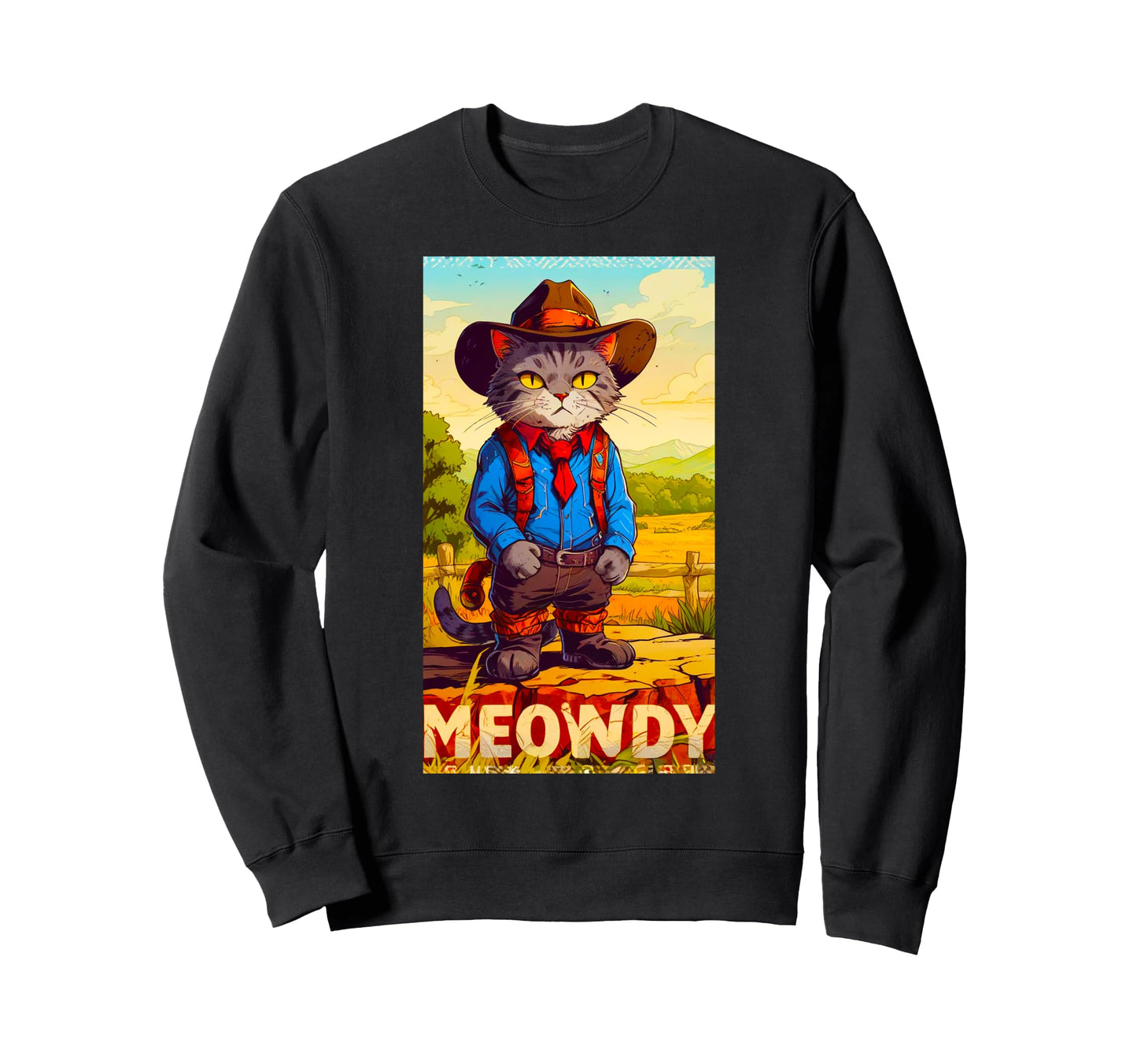 Meowdy Partner Funny Country Side Cat Sweatshirt - Streetwear Style Unisex - T-Shirt, Sweatshirt, Hoodie