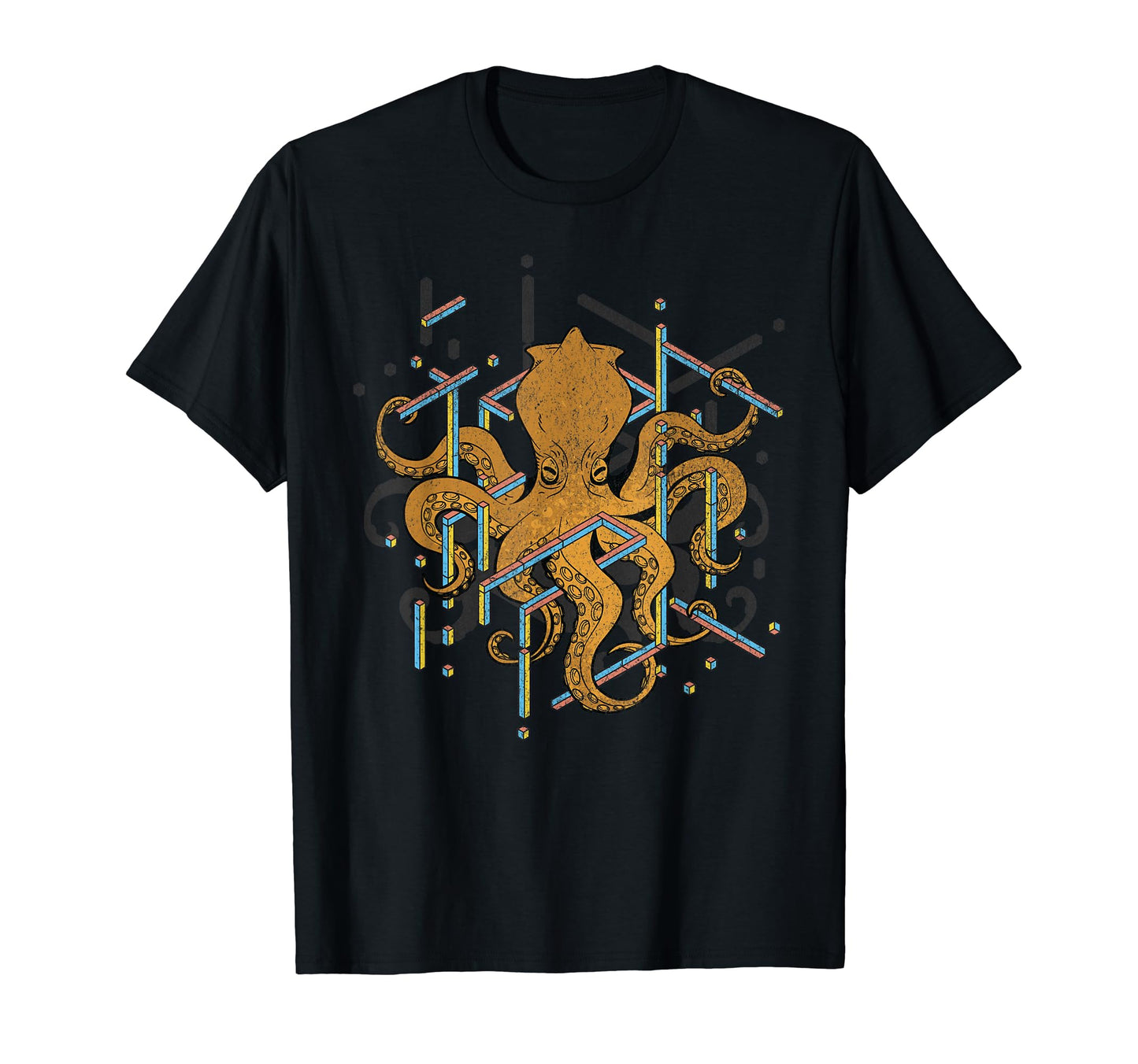 Octopus Geometric Ocean Lover Squid T-Shirt - Novelty Apparel for Adults - T-Shirt, Sweatshirt, Hoodie
