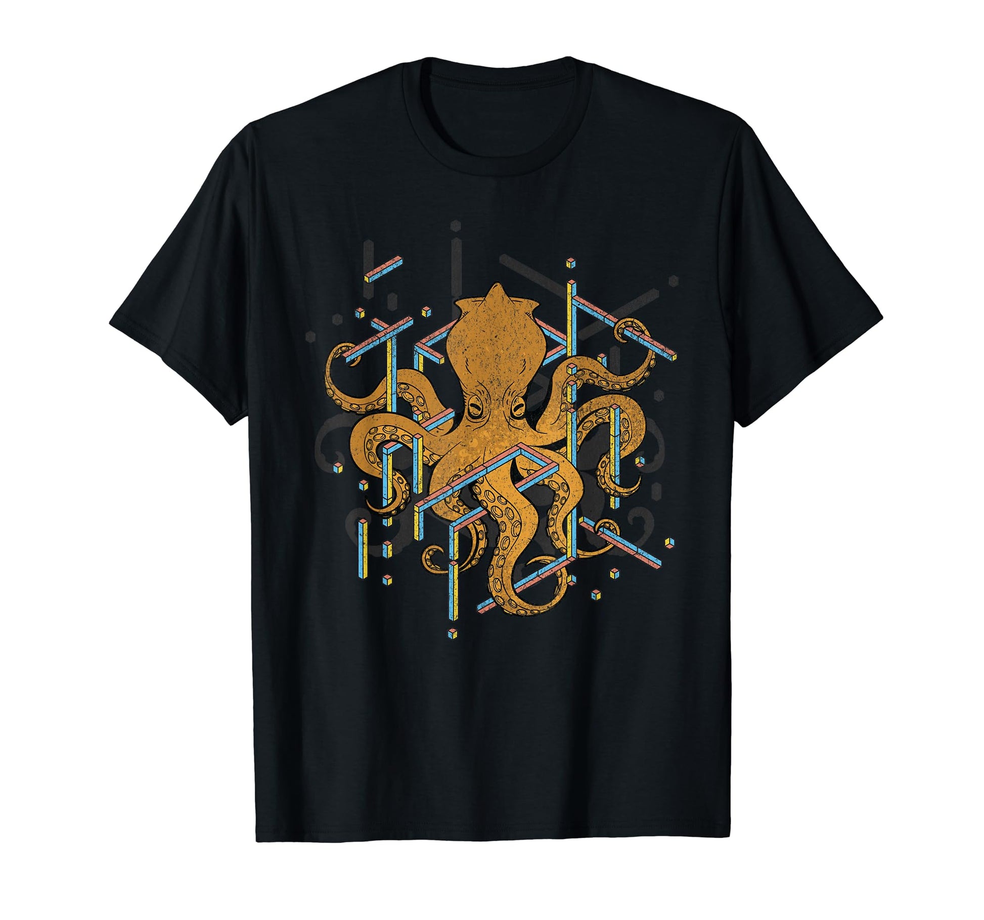 Octopus Geometric Ocean Lover Squid T-Shirt - Novelty Apparel for Adults - T-Shirt, Sweatshirt, Hoodie