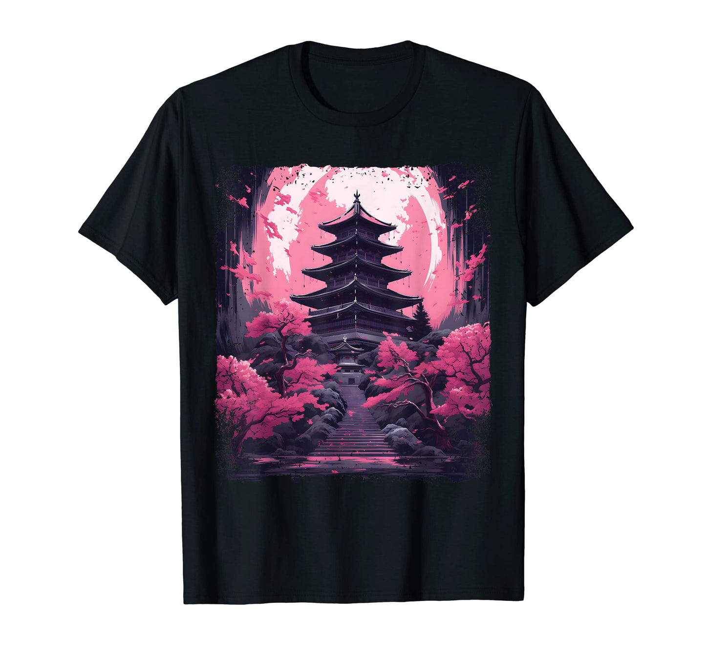 Cherry Blossom Sakura Tree Temple T-Shirt - Unique Graphic Men Women - T-Shirt, Sweatshirt, Hoodie