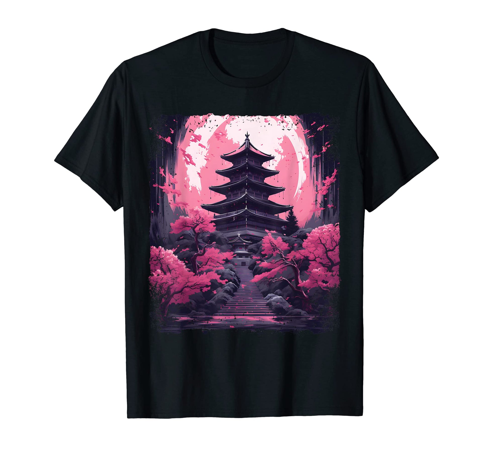 Cherry Blossom Sakura Tree Temple T-Shirt - Unique Graphic Men Women - T-Shirt, Sweatshirt, Hoodie