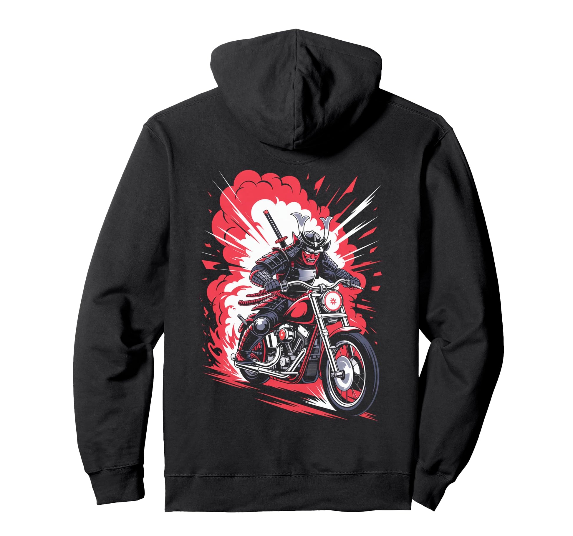 Samurai Biker Riding Motorcycle Hoodie - Streetwear Style for Adults - T-Shirt, Sweatshirt, Hoodie