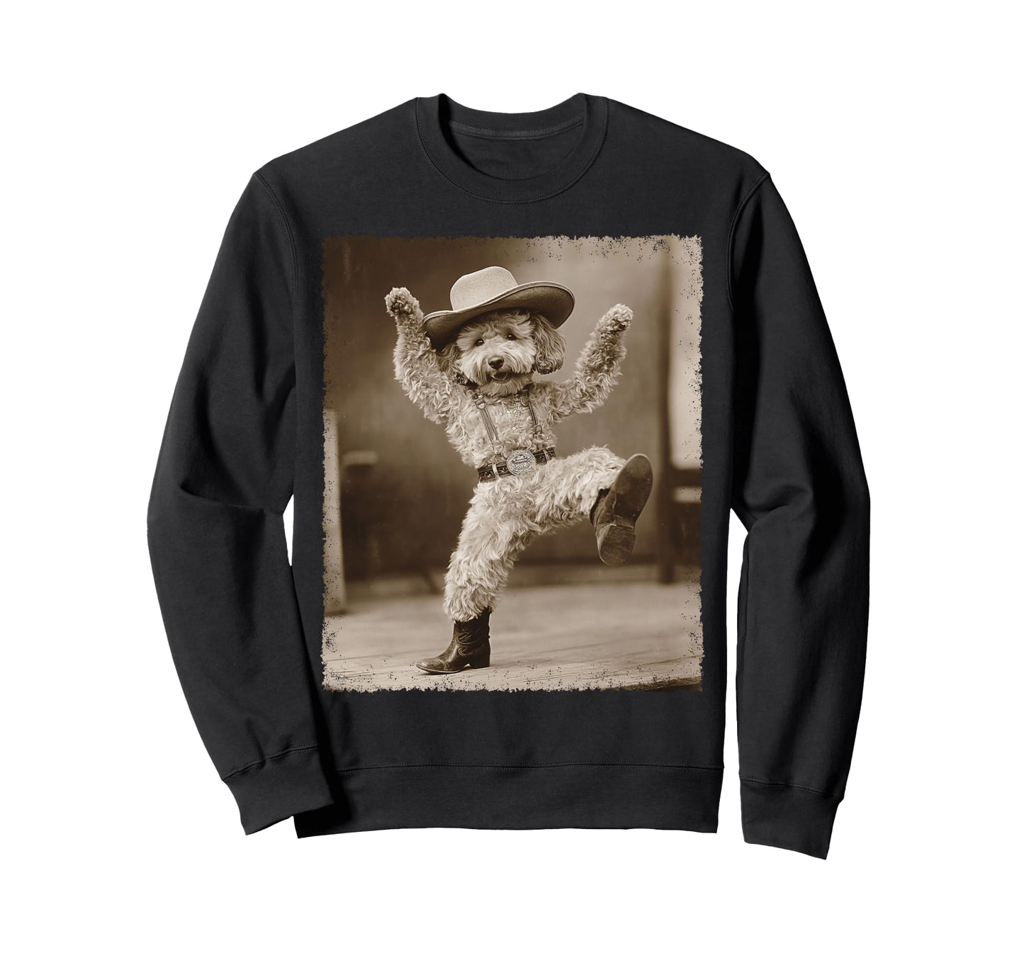 Goldendoodle Dog Cowboy Cowgirl Sweatshirt - Custom Art Print Men Women - T-Shirt, Sweatshirt, Hoodie