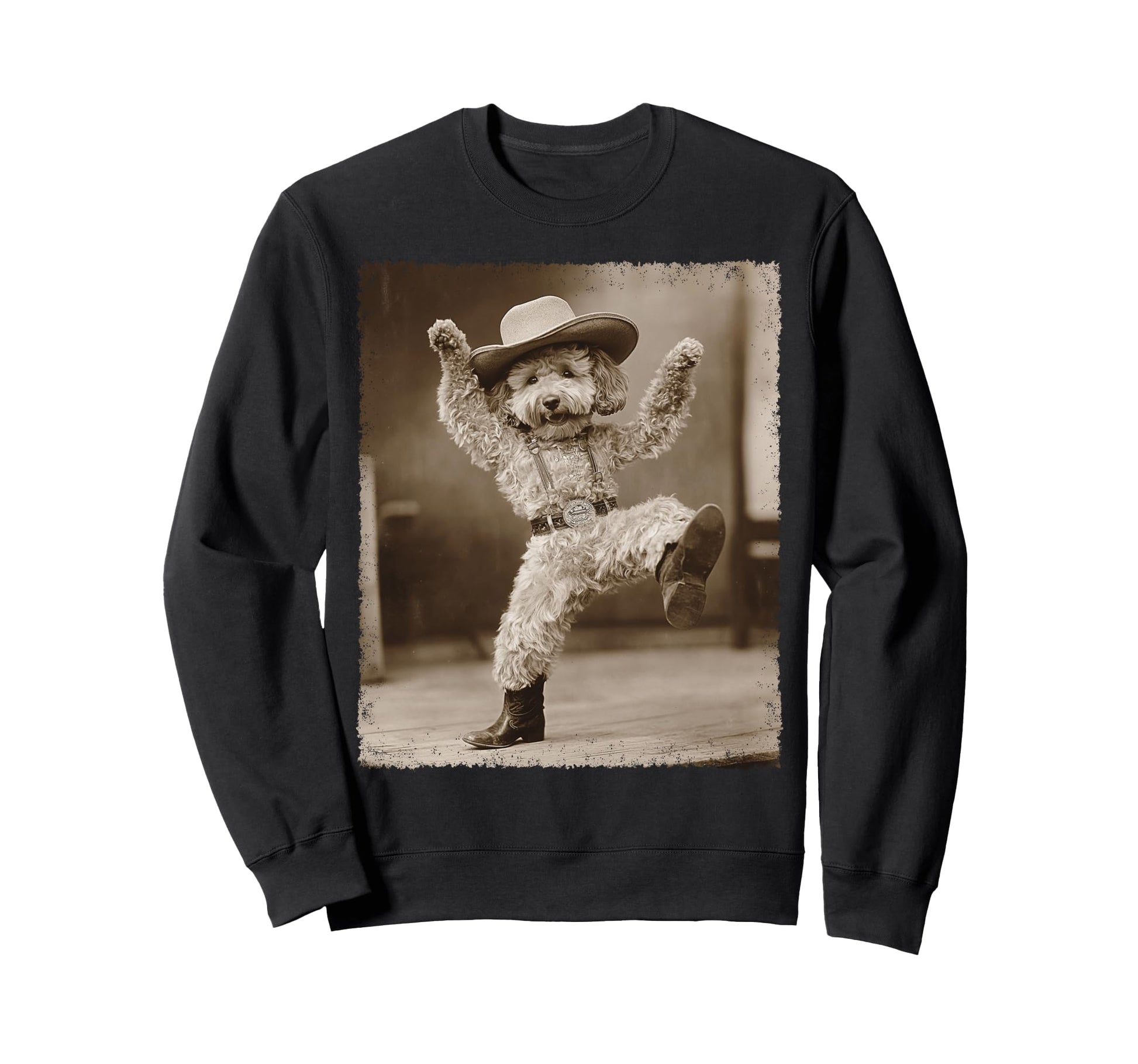 Goldendoodle Dog Cowboy Cowgirl Sweatshirt - Custom Art Print Men Women - T-Shirt, Sweatshirt, Hoodie