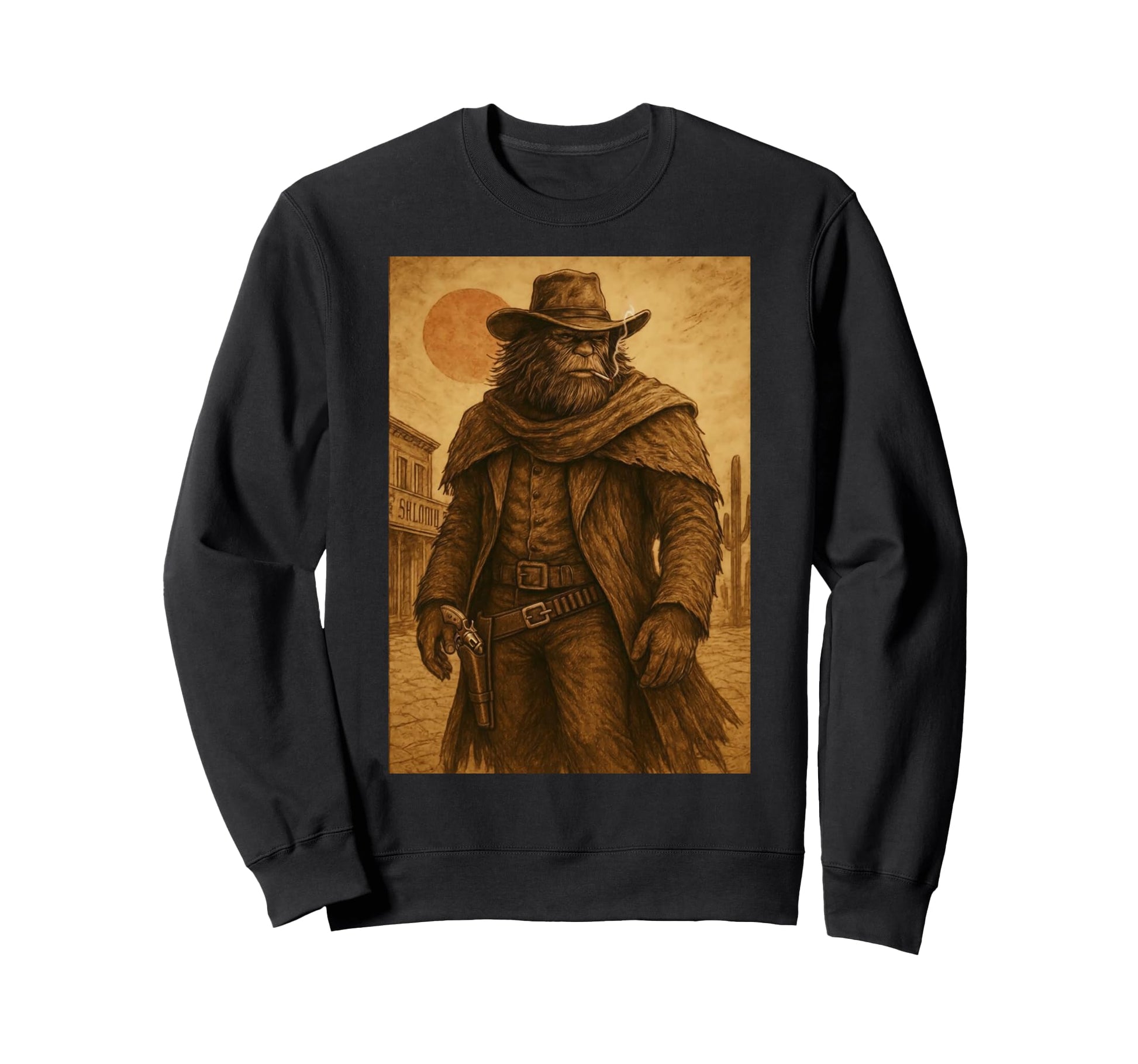Wild West Bigfoot Art Sasquatch Sweatshirt - Trendy Graphic for Adults - T-Shirt, Sweatshirt, Hoodie