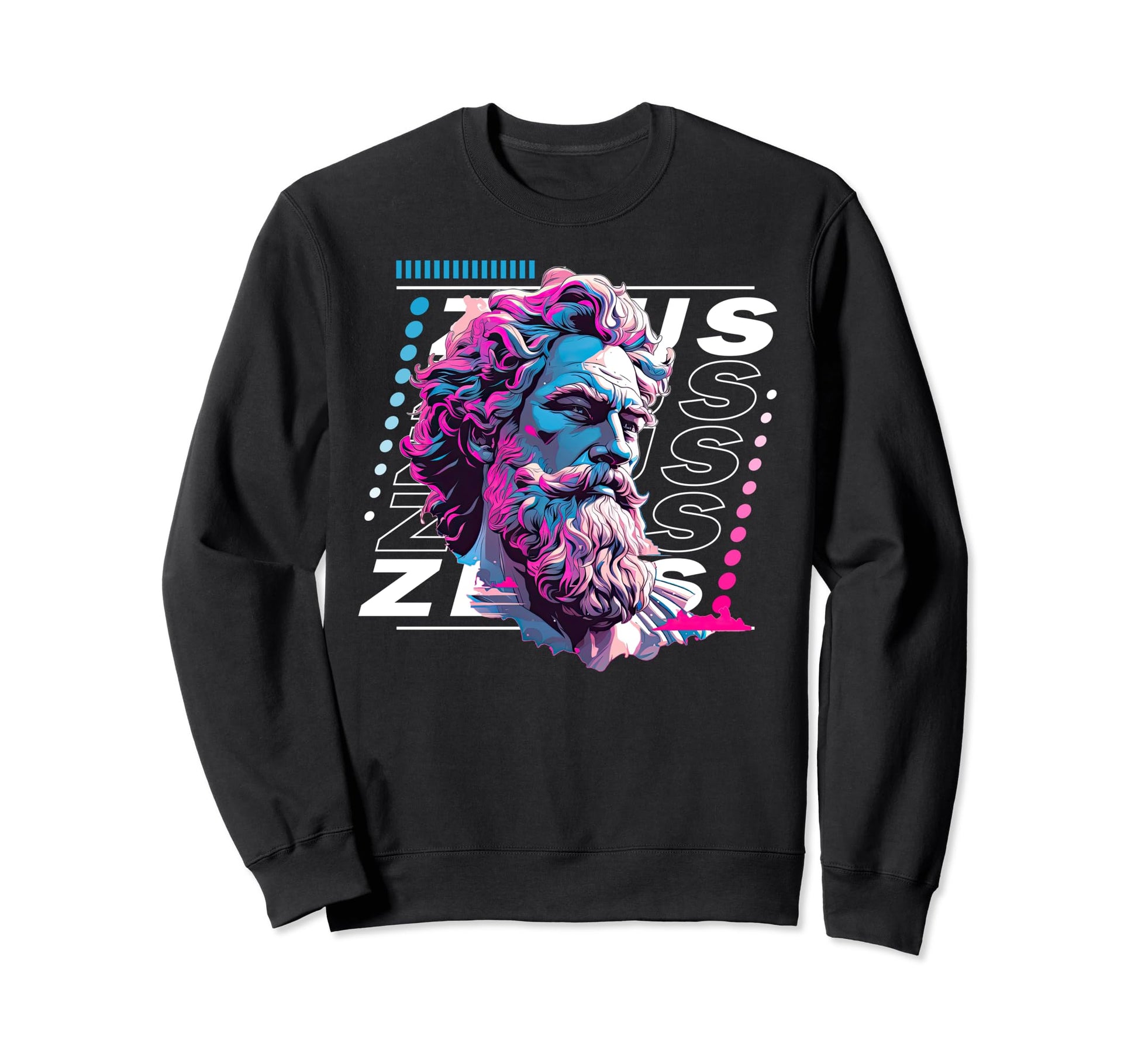 Zeus Greek God Vaporwave Greece Sweatshirt - Unique Graphic for Adults - T-Shirt, Sweatshirt, Hoodie