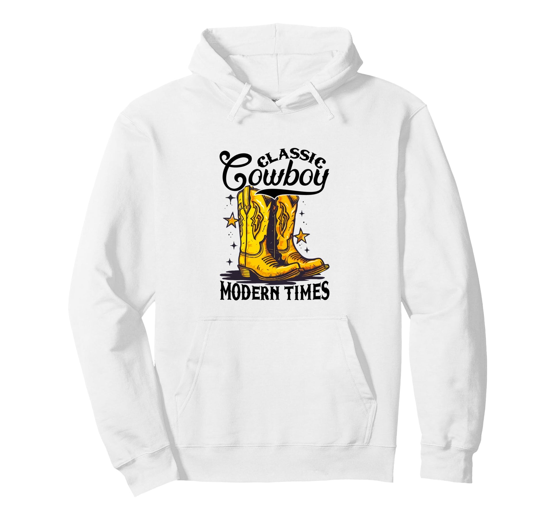 Cowboy Modern Times Western Cowboy Boots Hoodie - Graphic Print for Adults - T-Shirt, Sweatshirt, Hoodie