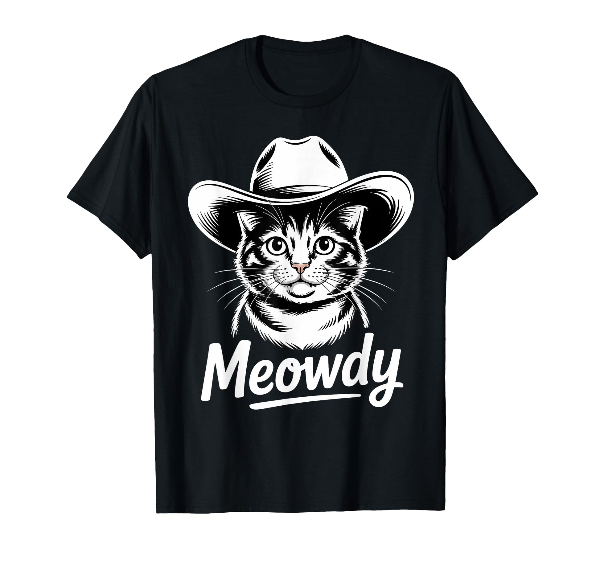 Meowdy Cat Western Country Funny T-Shirt - Custom Art Print for Adults - T-Shirt, Sweatshirt, Hoodie