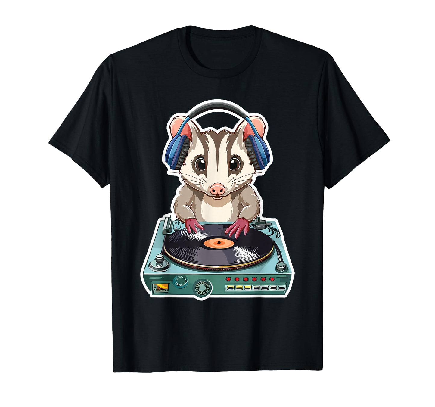Funny Possum Dj Playing Records Hip T-Shirt - Custom Art Print Men Women - T-Shirt, Sweatshirt, Hoodie