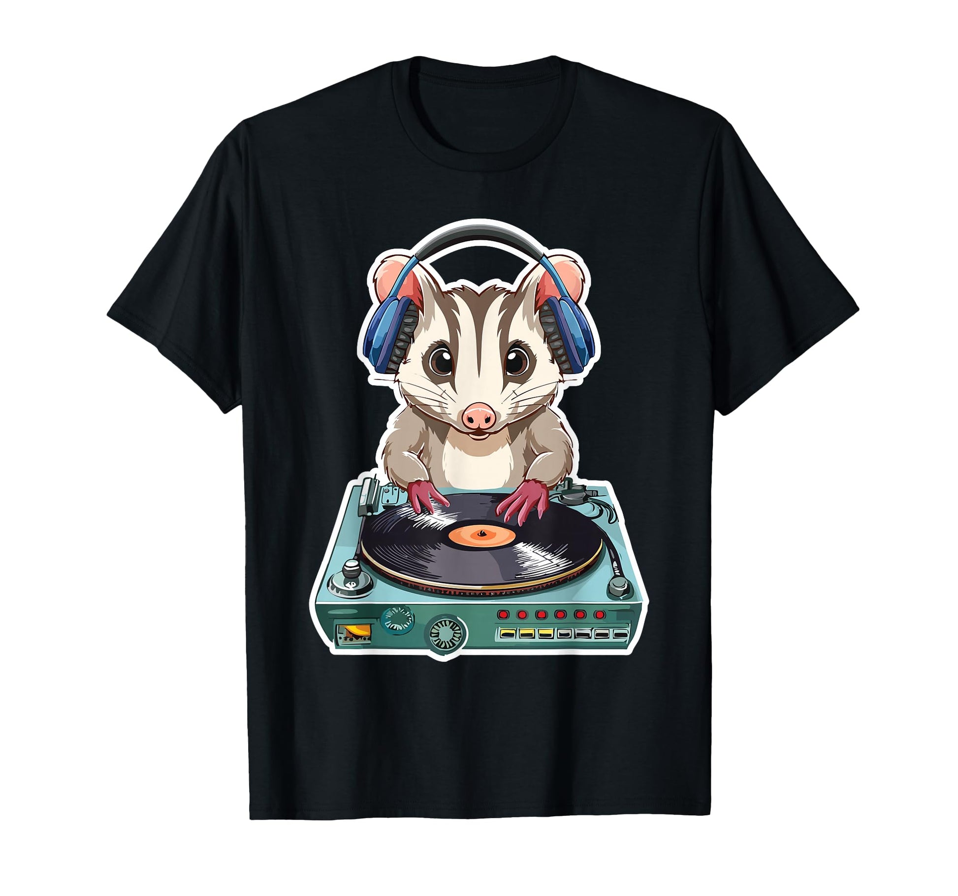 Funny Possum Dj Playing Records Hip T-Shirt - Custom Art Print Men Women - T-Shirt, Sweatshirt, Hoodie