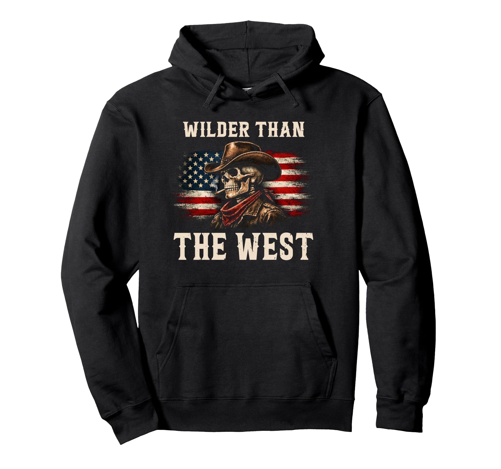 Wilder Than West Cowboy Skull Western Hoodie - Casual Everyday Wear Unisex - T-Shirt, Sweatshirt, Hoodie