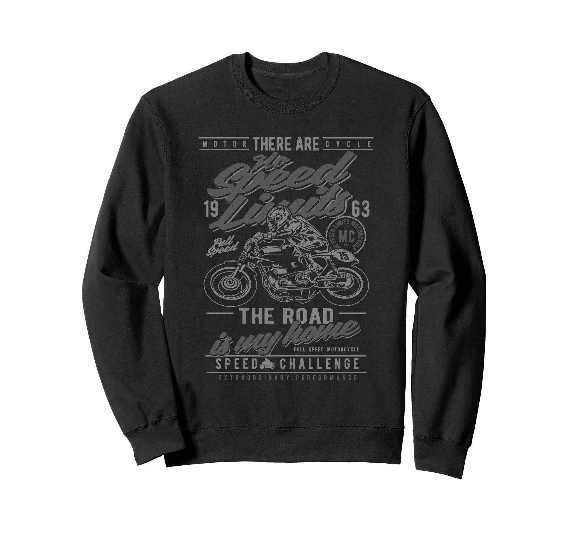 No Speed Limits Motorcycle Race Sweatshirt - Minimalist Print Men Women - T-Shirt, Sweatshirt, Hoodie