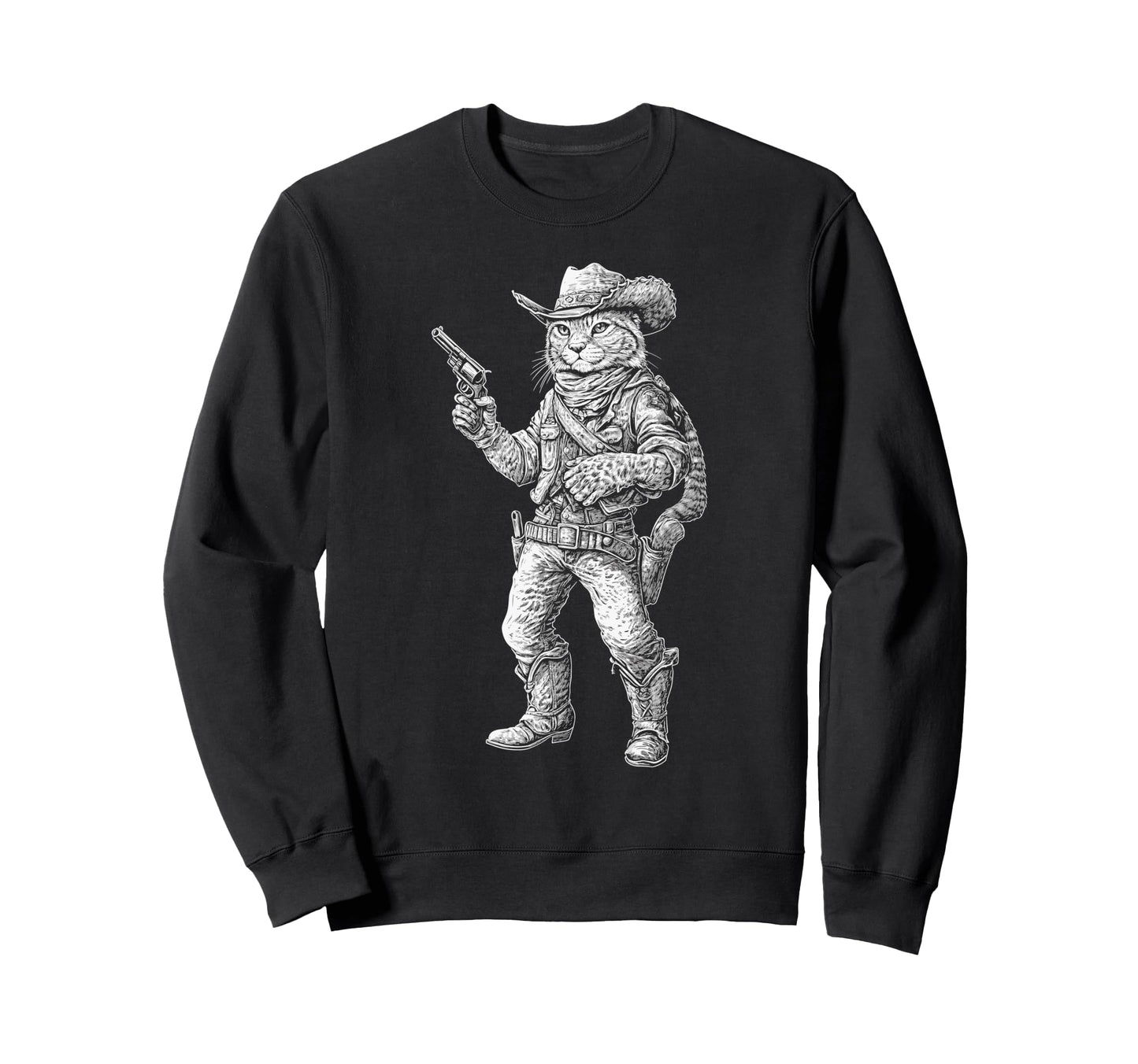 Bobcat Cowboy Rustic Western Sweatshirt - Streetwear Style Unisex - T-Shirt, Sweatshirt, Hoodie