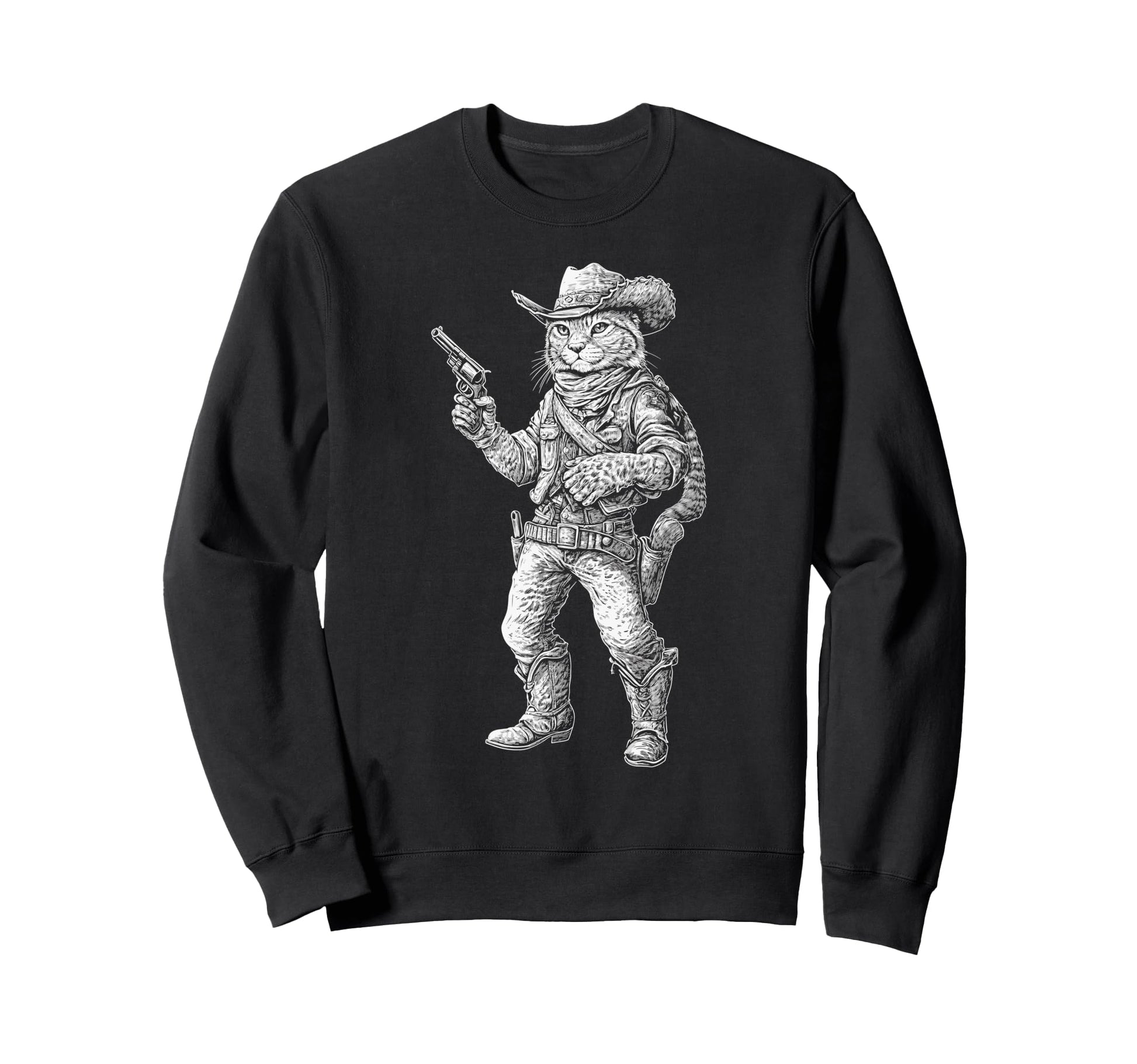 Bobcat Cowboy Rustic Western Sweatshirt - Streetwear Style Unisex - T-Shirt, Sweatshirt, Hoodie