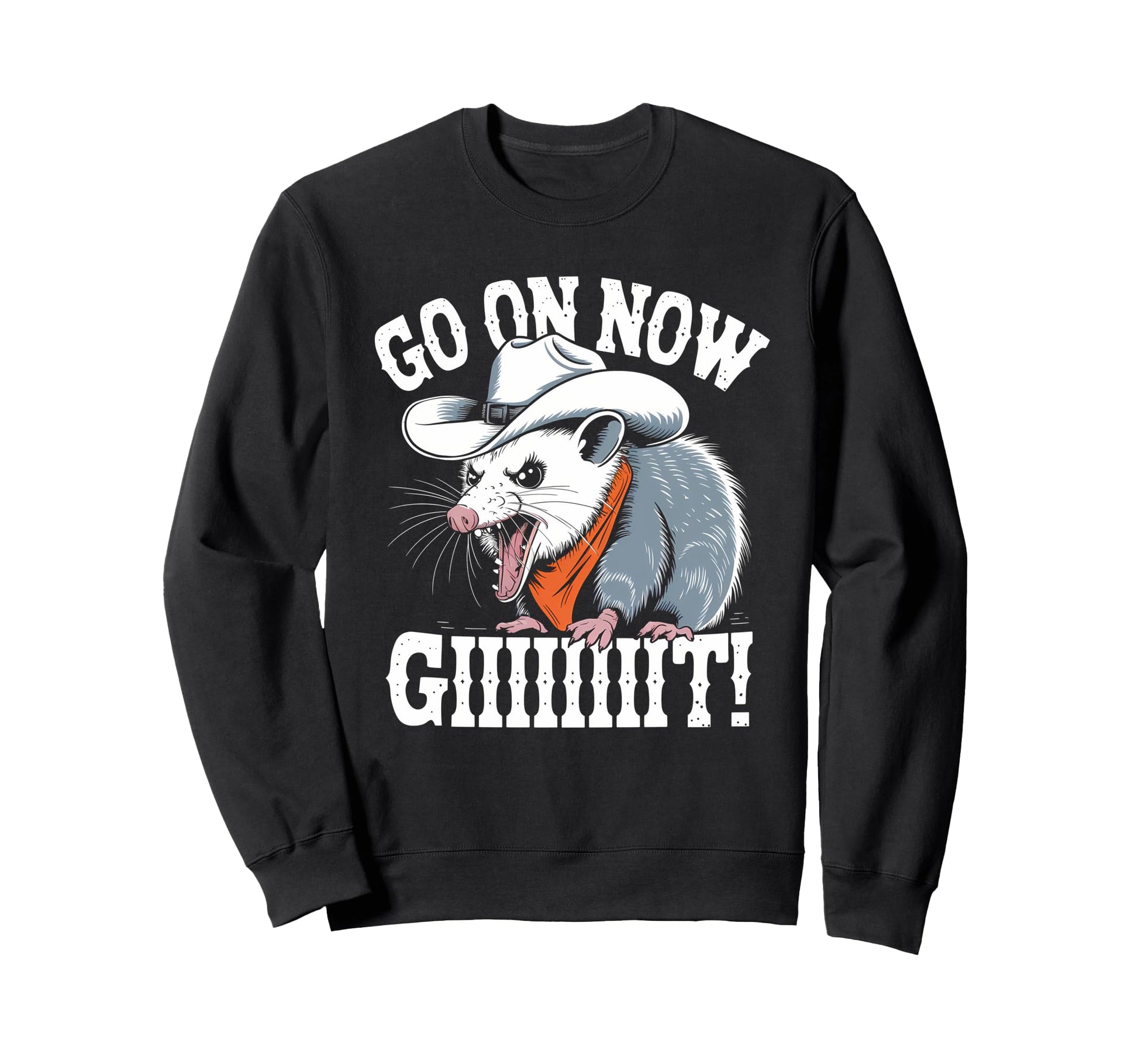 Go Now Giiit Screaming Possum Sweatshirt - Minimalist Print for Adults - T-Shirt, Sweatshirt, Hoodie