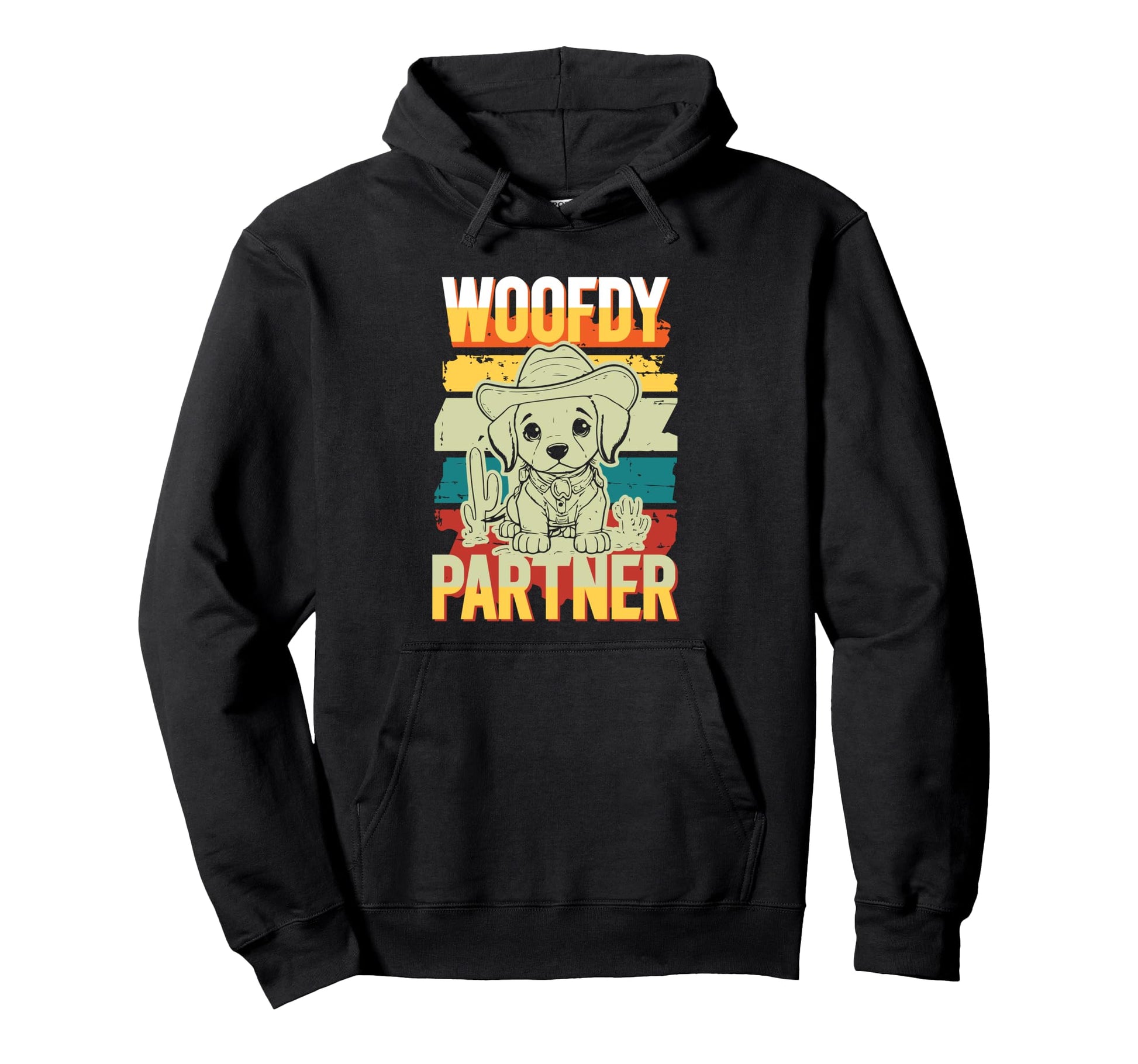 Woofdy Partner Cowboy Dog Howdy Hoodie - Novelty Apparel for Adults - T-Shirt, Sweatshirt, Hoodie
