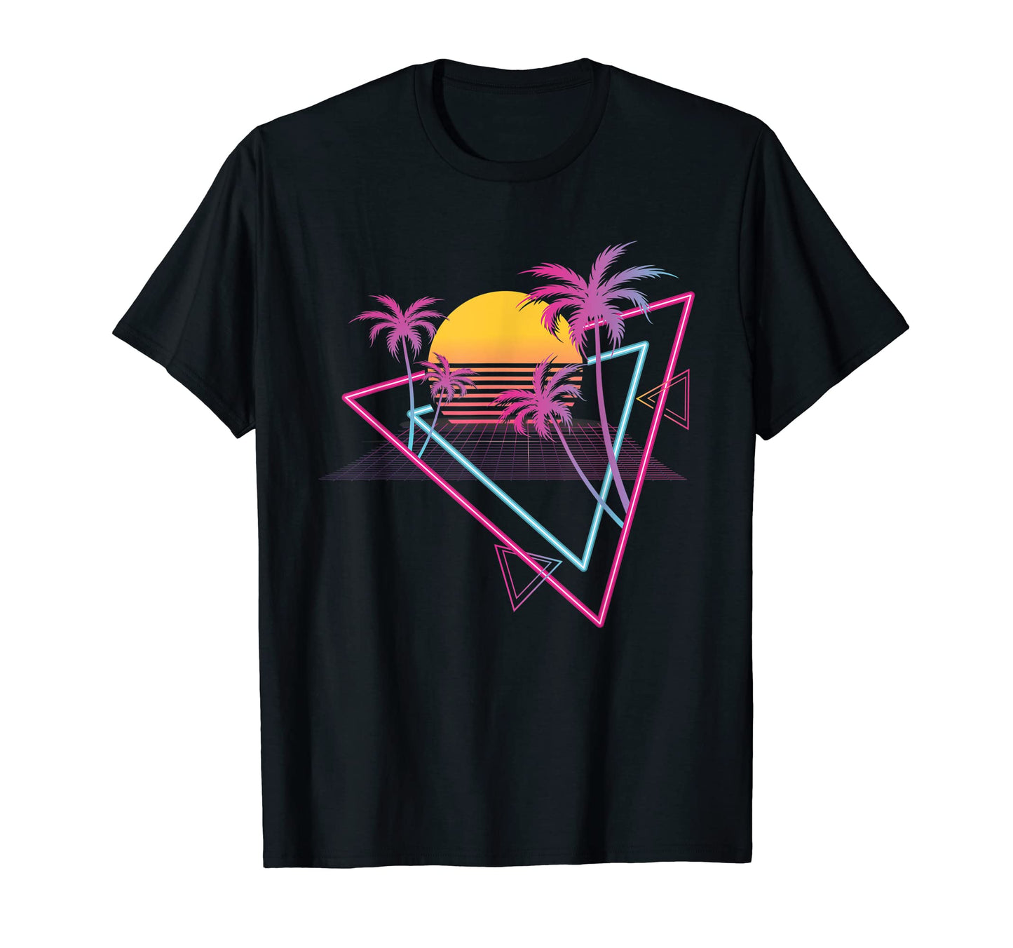 Vaporwave Aesthetic Palm Tree Sunset T-Shirt - Casual Everyday Wear Unisex - T-Shirt, Sweatshirt, Hoodie